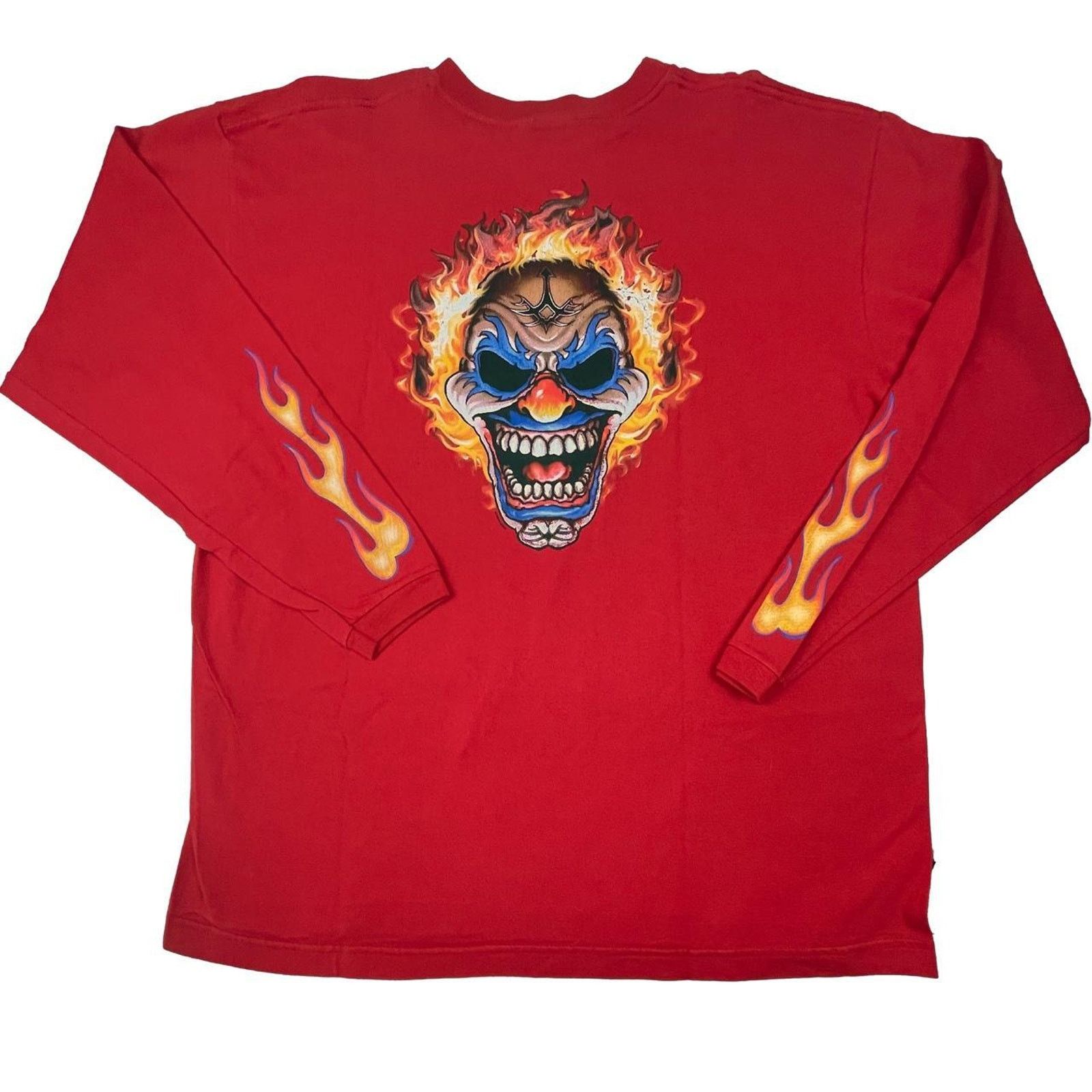 Mecca Vintage y2k flame clown shirt Skater XL USA made skate Size US XL / EU 56 / 4 - 1 Thumbnail
