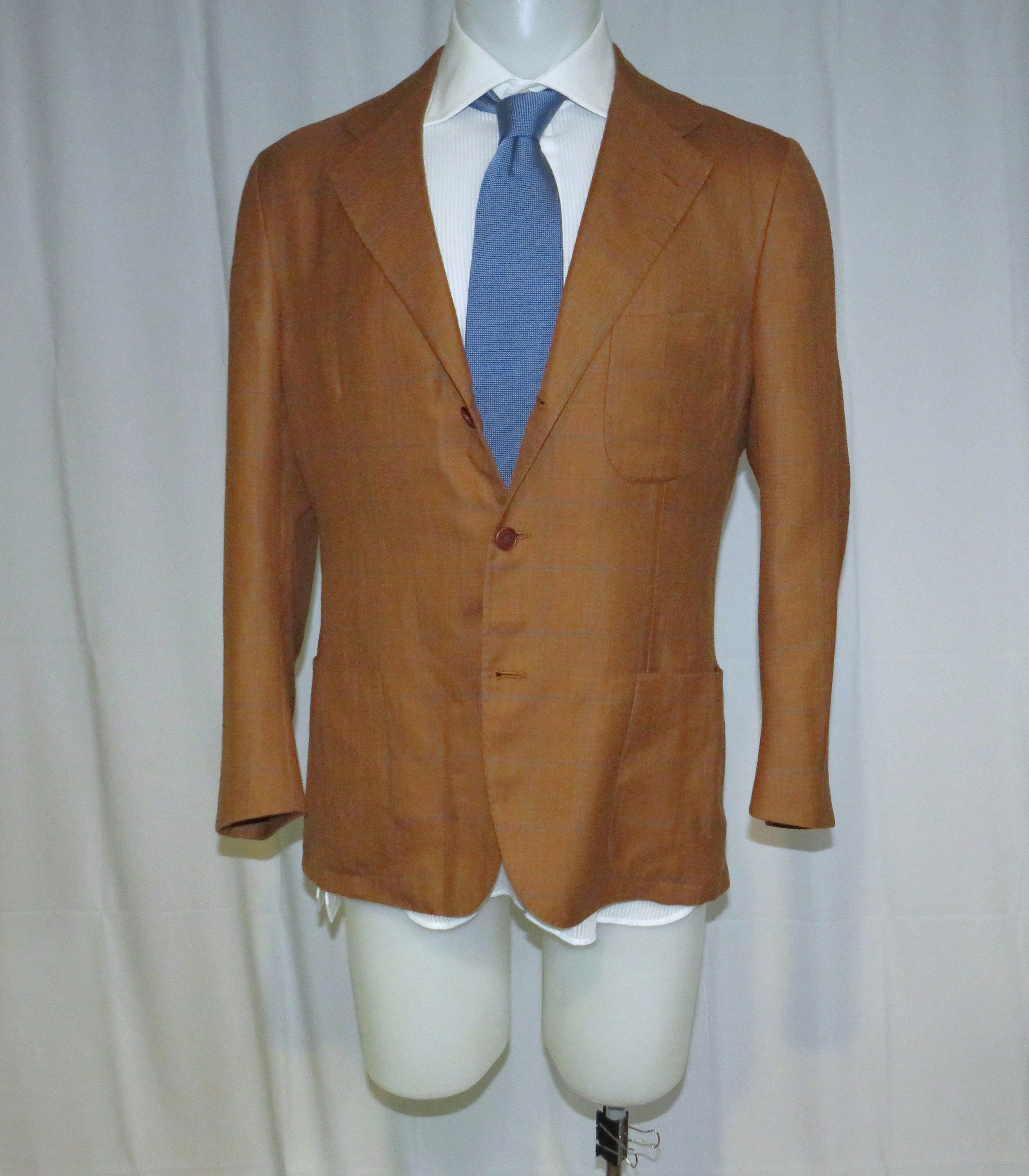 Kiton Handmade Brown Windowpane 100% Cashmere 3/2 Sport Coat 39R Size 38R - 1 Thumbnail