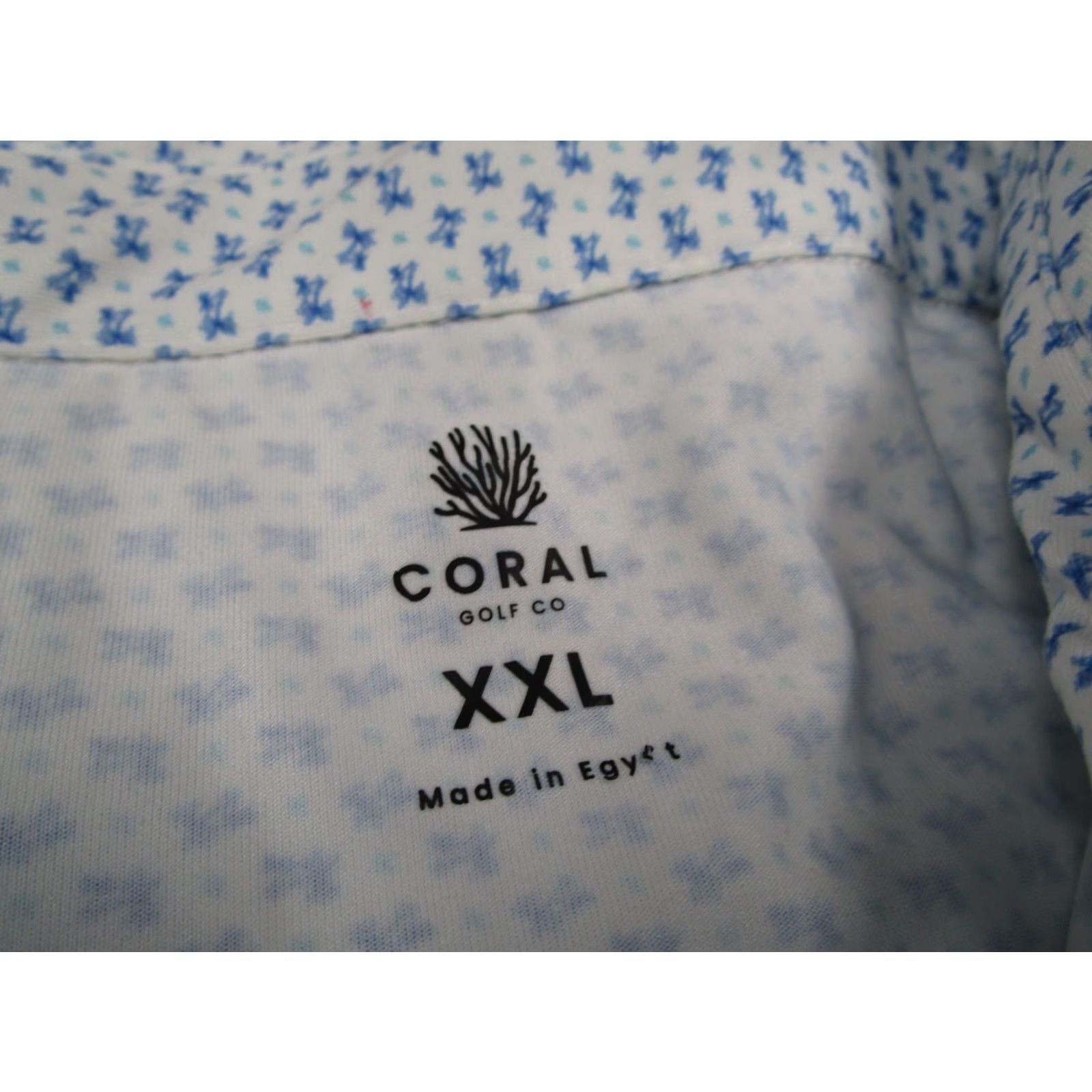 CO Coral Golf Co Polo Shirt Mens 2XL Blue Short Sleeve Polo Performance UPF 40 Moisture Wicking Quick Dry UV 40 Geometric AOP Golf Casual Workwear Size US XXL / EU 58 / 5 - 3 Thumbnail
