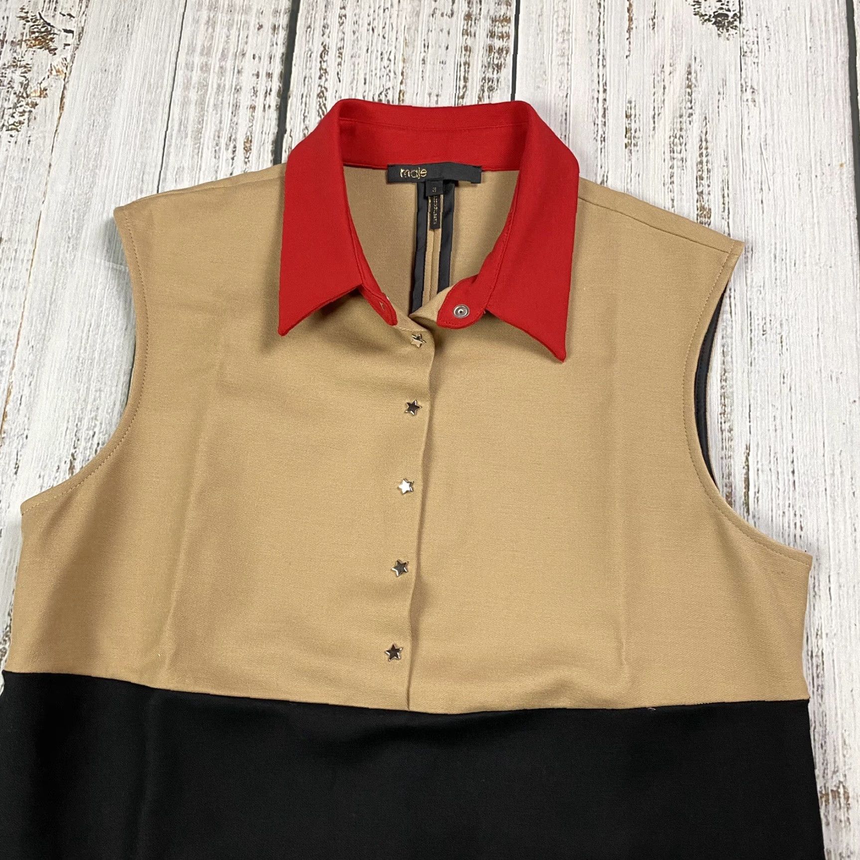 Maje MAJE RAIANO Color Block Mini Dress - Multicolor Bohemian Sleeveless Knit, Size 3, Cotton Viscose Elastane, Short Dress, Dry Clean Only, Womens Size XS / US 0-2 / IT 36-38 - 2 Thumbnail