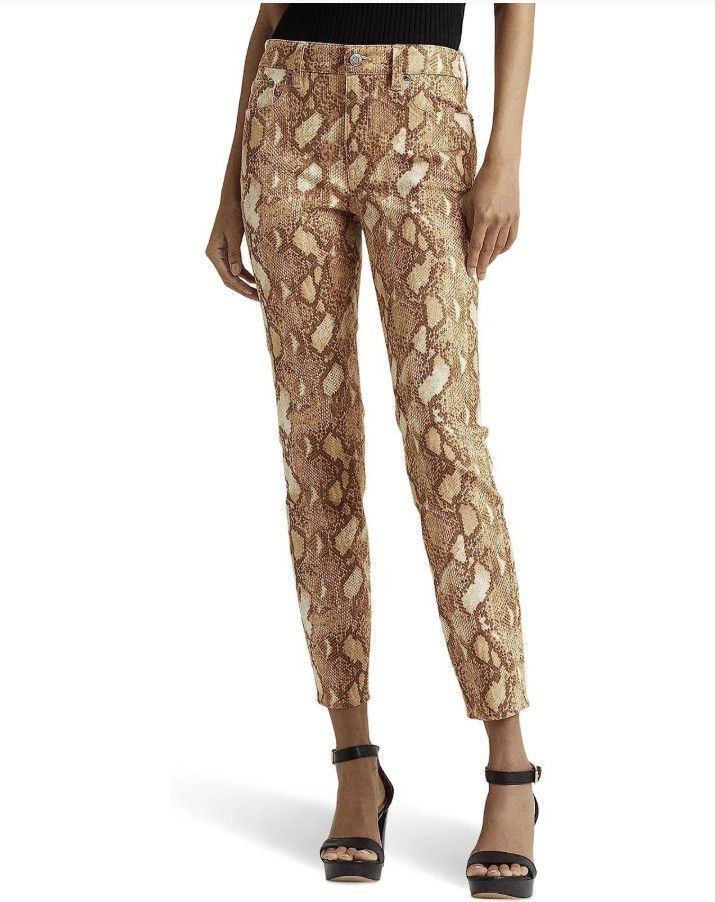 Polo Ralph Lauren LAUREN Ralph Lauren Skinny Ankle Snake Print Jeans ( 12 ) Size 34" / US 12 / IT 48 - 1 Thumbnail