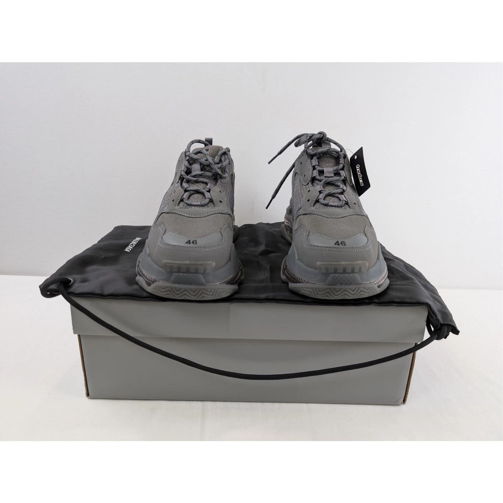Balenciaga o1rshd1 Clear Sole Leather Free Triple S Sneakers Dark Grey Size US 12 / EU 45 - 18 Thumbnail