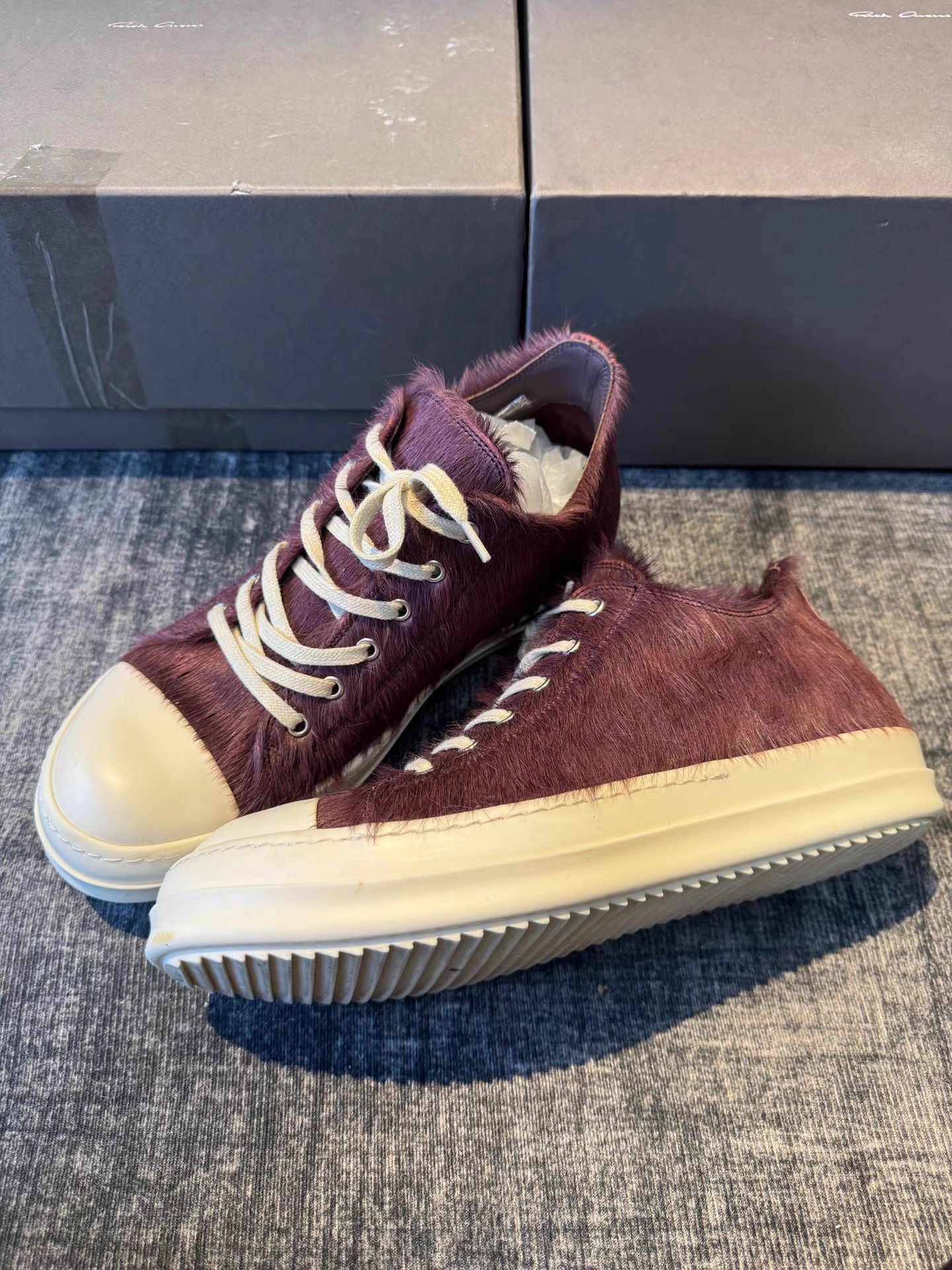 Rick Owens Rick Owens Purple Pony Hair Low Top Sneakers Size US 9 / EU 42 - 1 Thumbnail