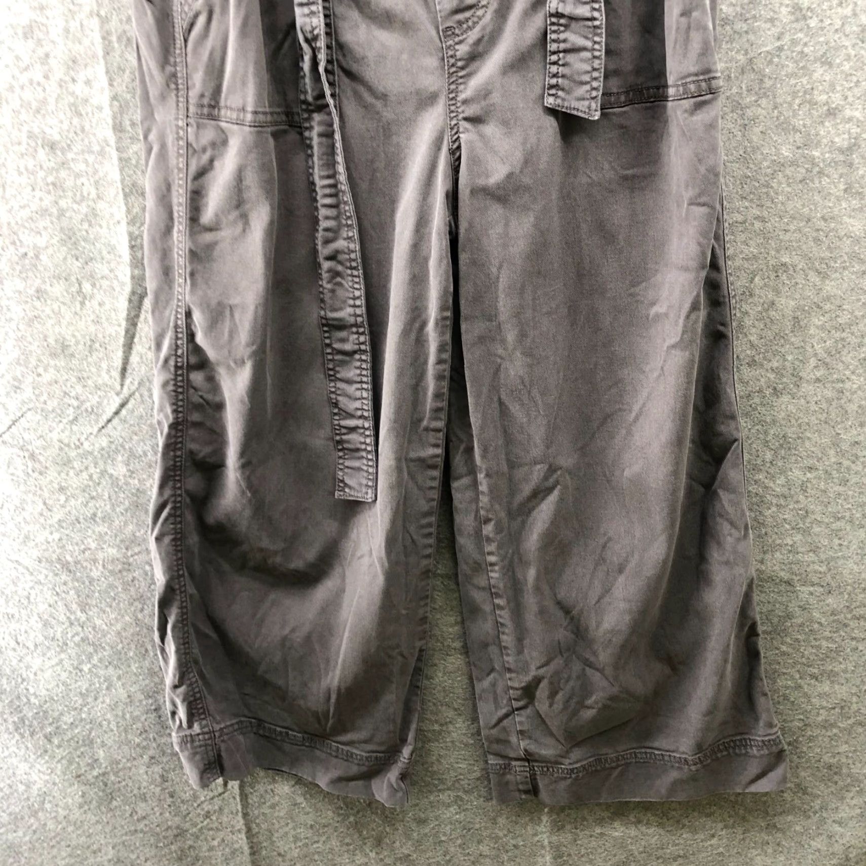 Splendid Splendid High Waisted Wide Leg Pants Womens S Gray Tie Waist Lyocell Cropped Size 28" / US 6 / IT 42 - 4 Thumbnail
