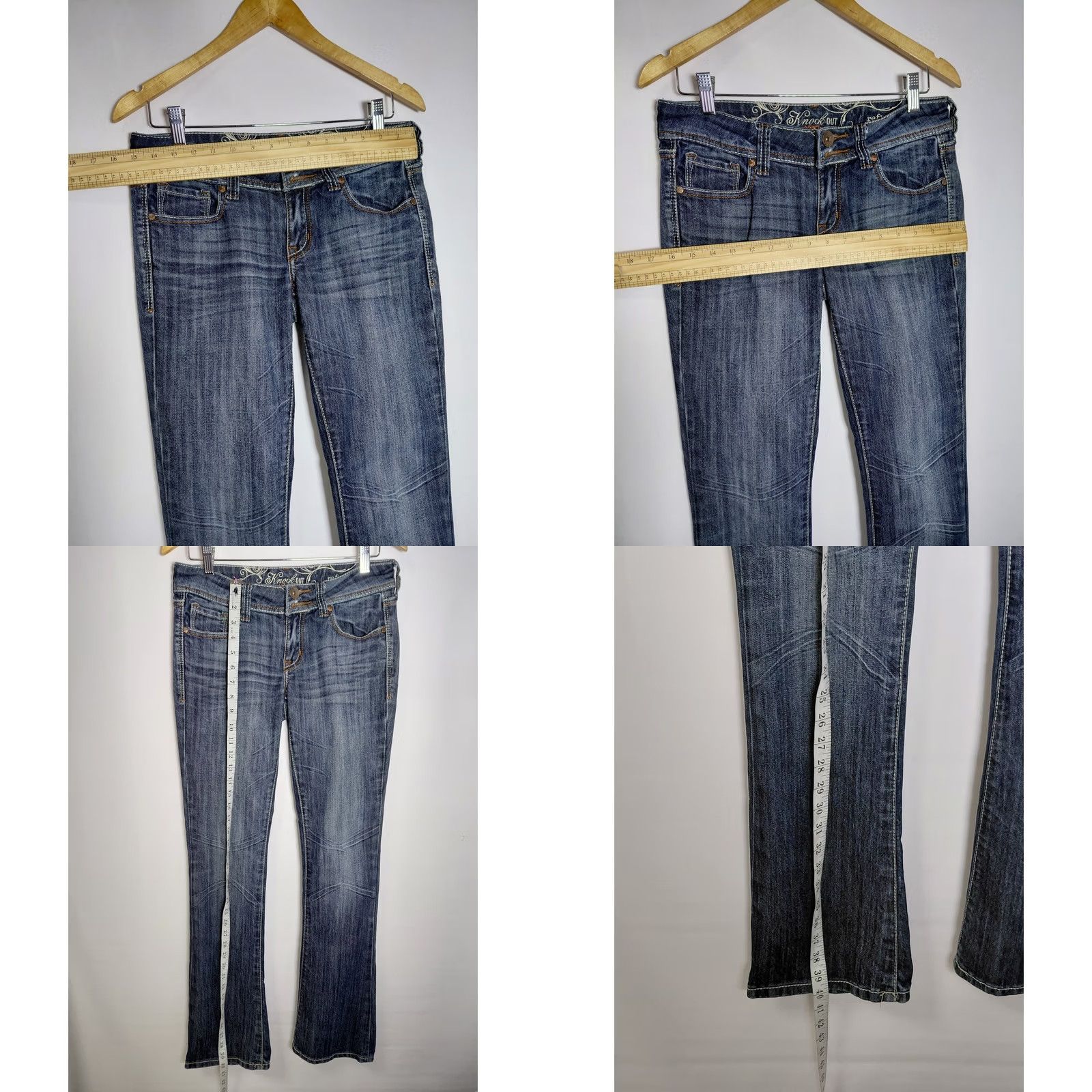Vintage Refuge Uge Knockout Skinny Boot Jeans Blue Solid Denim Women Size 6 Size 28" / US 6 / IT 42 - 8 Thumbnail