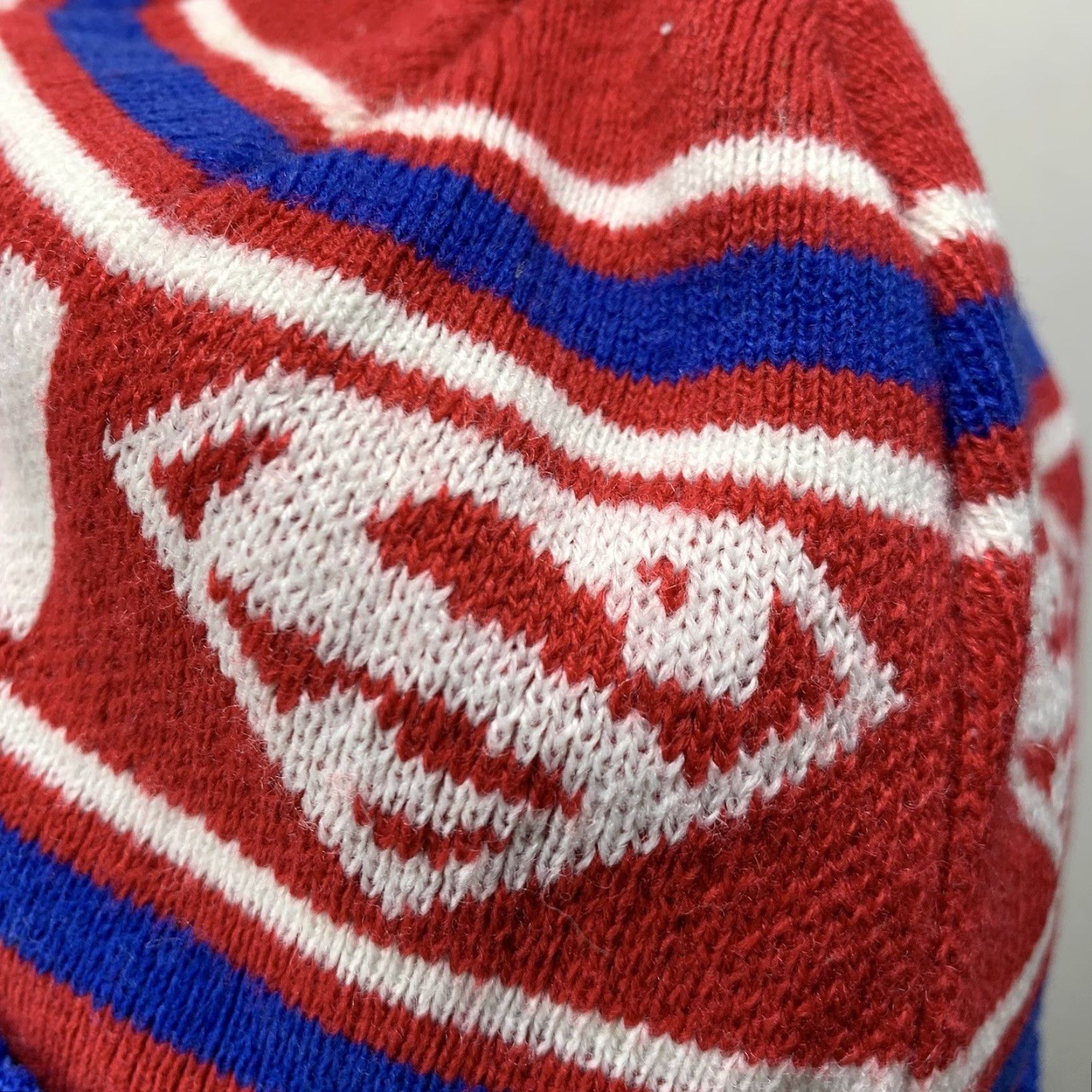 DC Comics DC Comics Superman Beanie Knit Multicolor Striped One Size 80s Winter Unisex Adults Size ONE SIZE - 6 Thumbnail