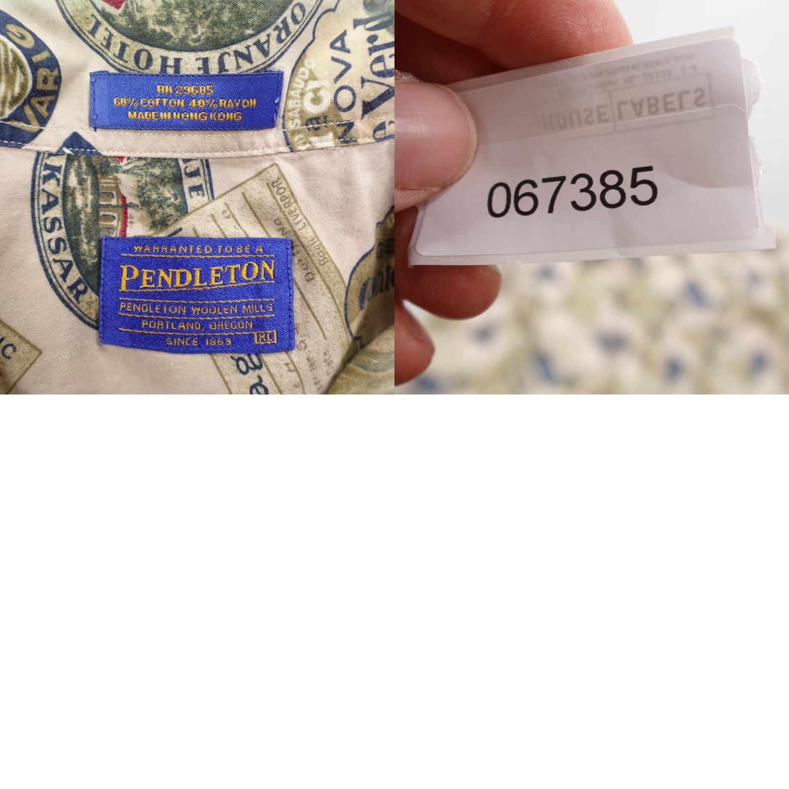 Pendleton VINTAGE Pendleton Shirt Mens XL Beige Travel Luggage Label Print Hawaiian Camp Shirt Size US XL / EU 56 / 4 - 8 Thumbnail