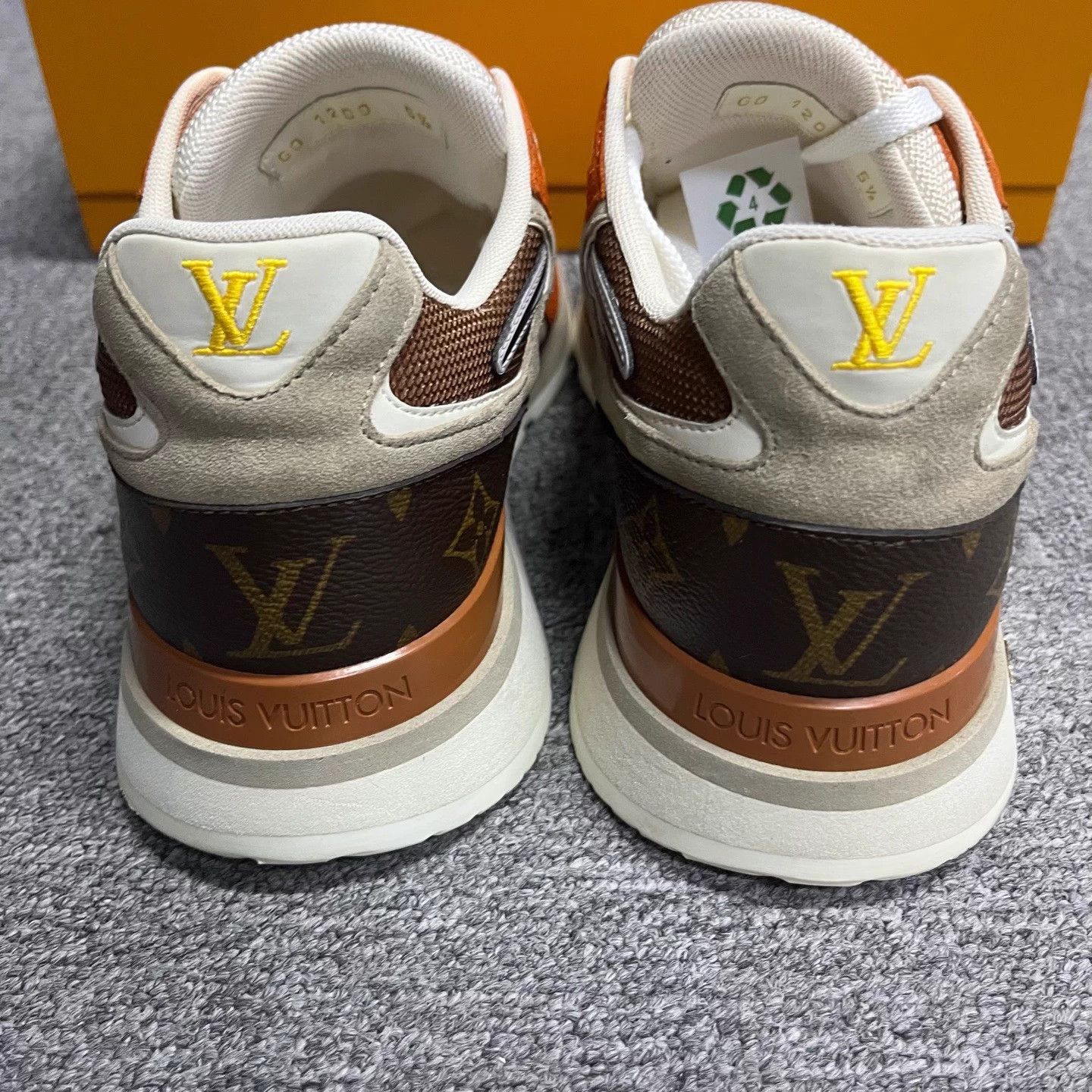 Louis Vuitton LV Orange Leather Low-Top Lifestyle Sneakers Size US 5.5 / IT 35.5 - 4 Thumbnail