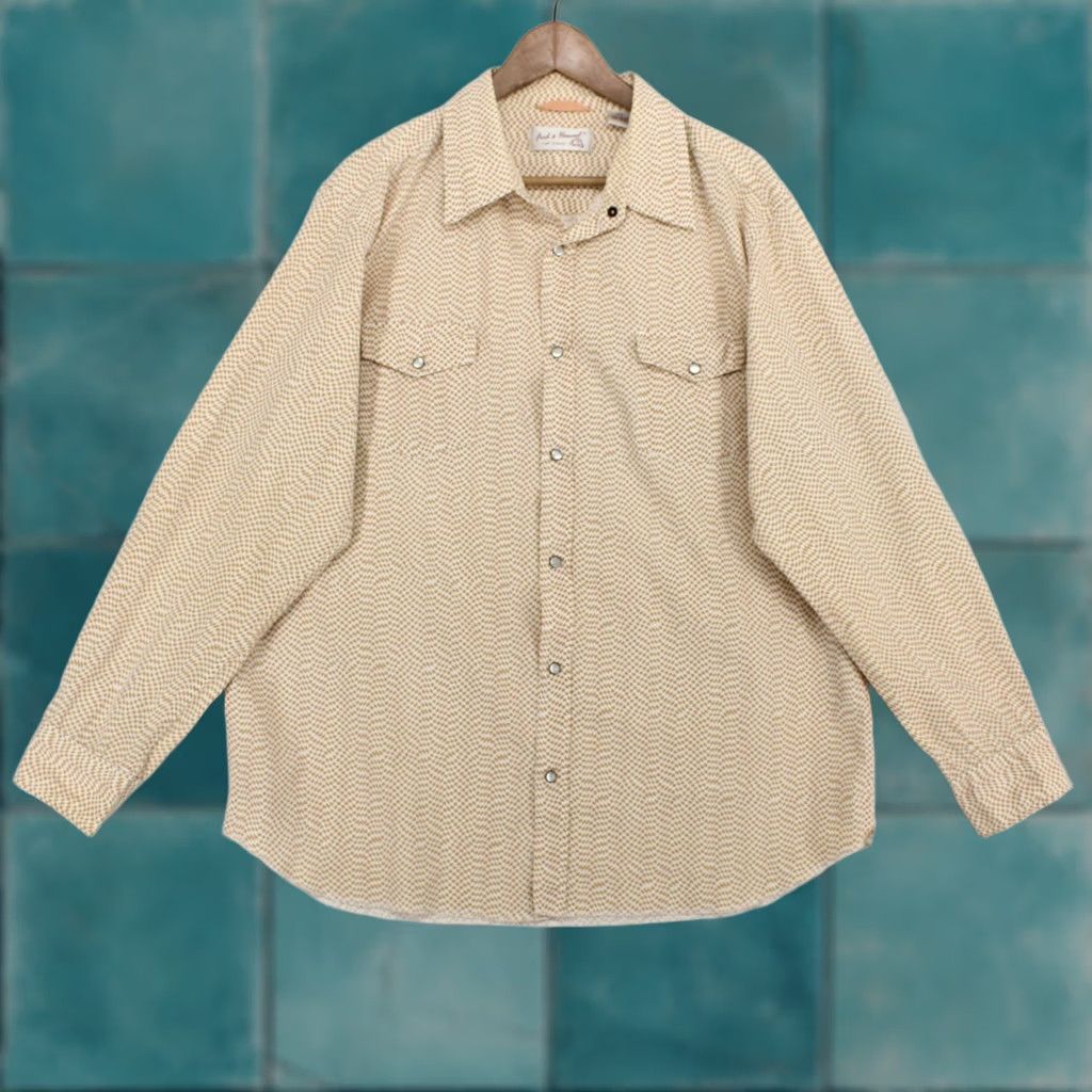 FRED Fred And Howard Shirt Mens XXL Tan Geometric Long Sleeve Pearl Snap Western Size US XXL / EU 58 / 5 - 1 Thumbnail