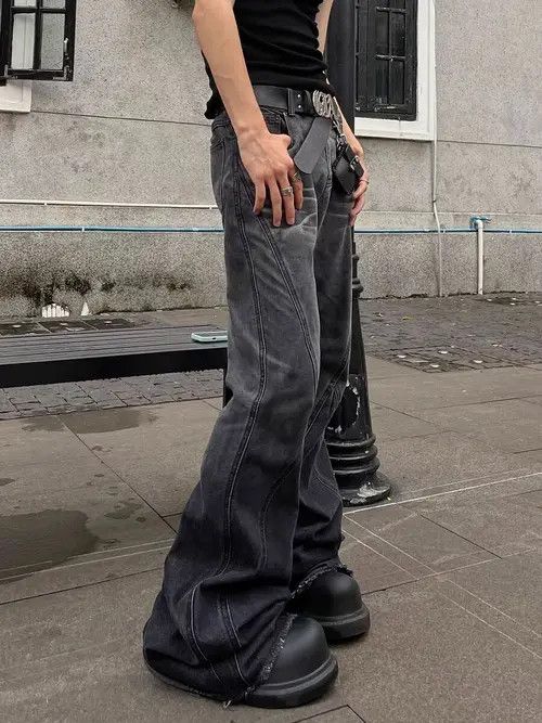 VIBE Retro distressed washed heavyweight raw edge jeans Size US 32 / EU 48 - 6 Thumbnail