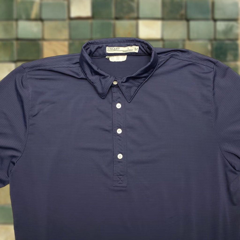 Vintage Criquet Shirt Mens Large Blue Polo Short Sleeve Performance Golf Casual Shirt Mens Blue Polo Short Sleeve Logo Accents Pockets Size US L / EU 52-54 / 3 - 1 Thumbnail