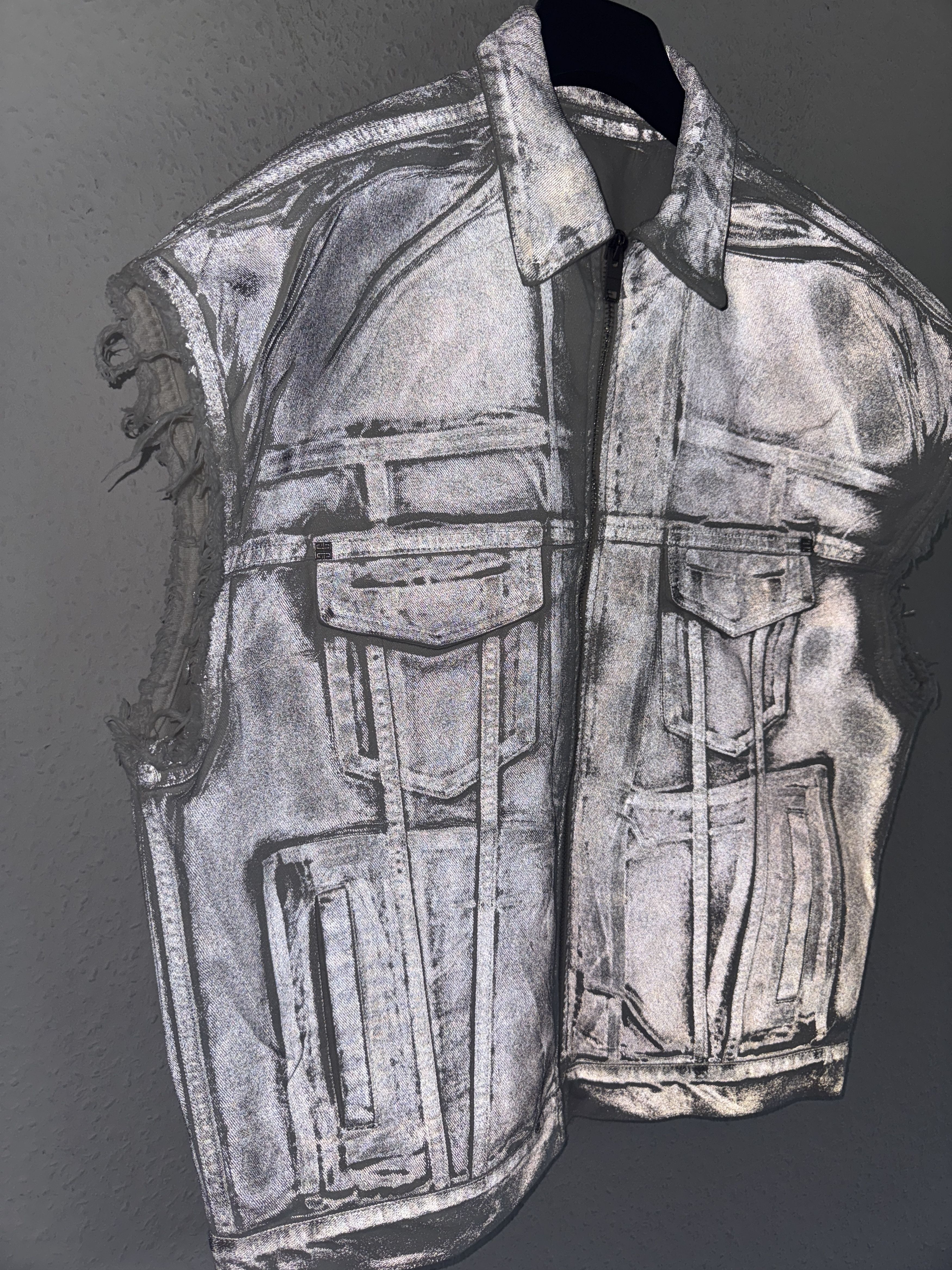 Givenchy 4G Graffiti-Print Reflective Denim Vest – Runway Sample Size US M / EU 48-50 / 2 - 7 Thumbnail