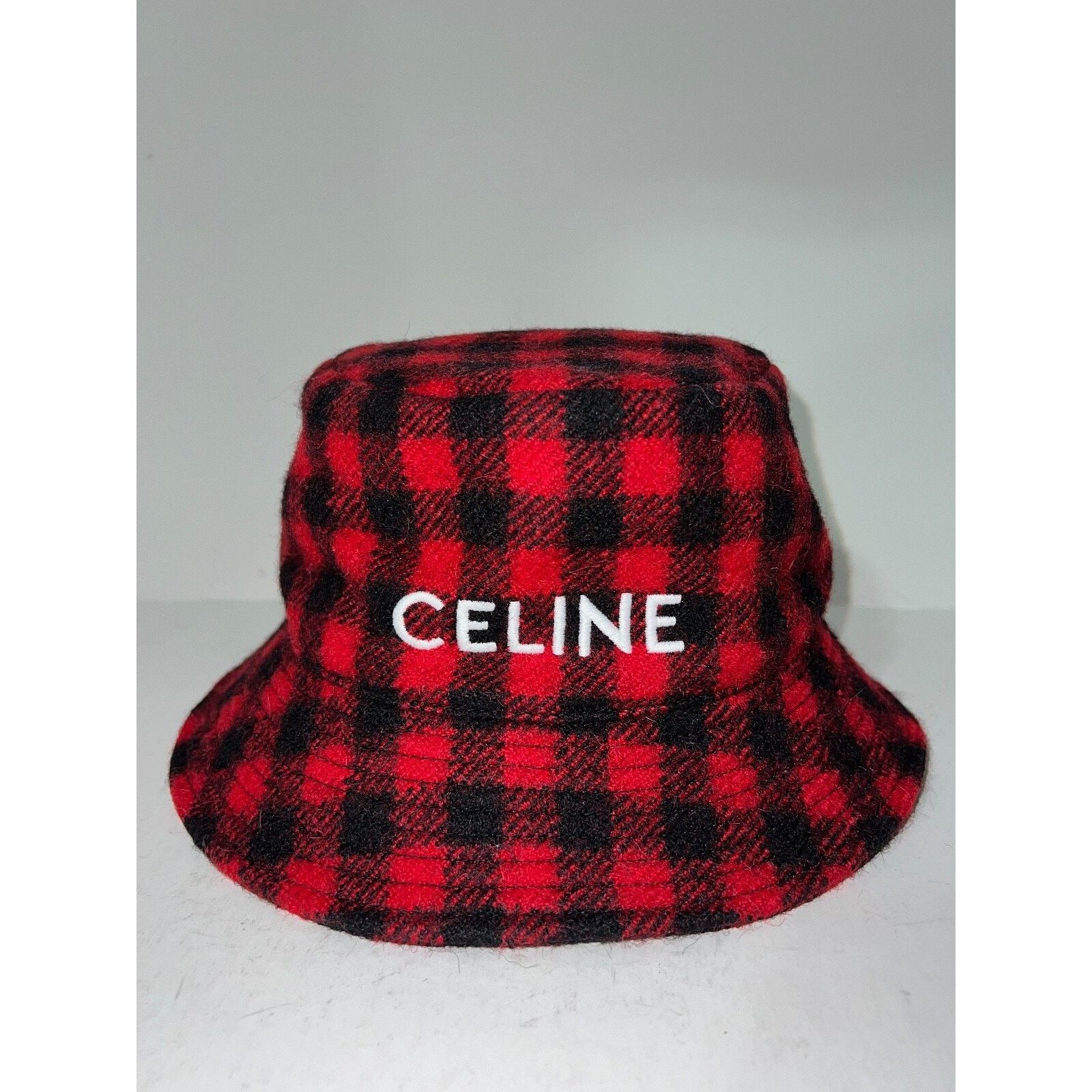 Celine Celine Paris Checkered Check Wool Sun Fall Bucket Hat M Size ONE SIZE - 2 Thumbnail