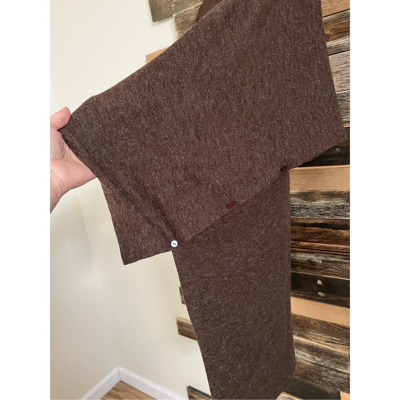 Other Patrizia Luca Women’s Poncho Sweater cover Button side brown high low Size L / US 10 / IT 46 - 6 Thumbnail