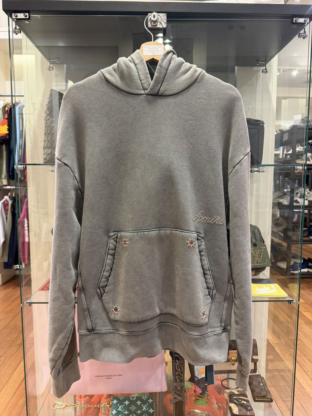 Amiri Amiri Rhinestone Hoodie -Washed Grey Size US M / EU 48-50 / 2 - 1 Thumbnail