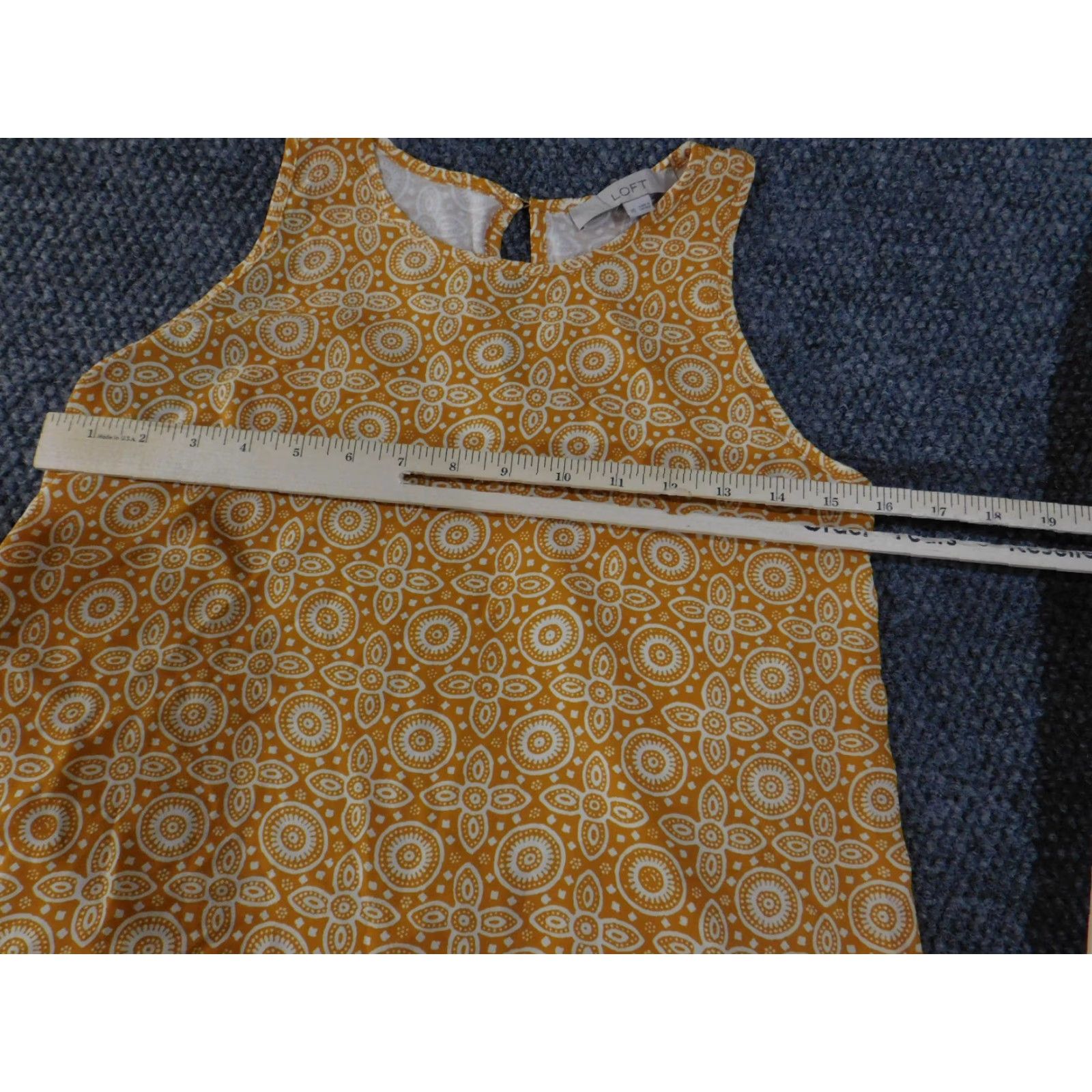 Loft LOFT Womens XS Yellow White Sleeveless Geometric Print Shift Dress Top Blouse Size XS / US 0-2 / IT 36-38 - 6 Thumbnail