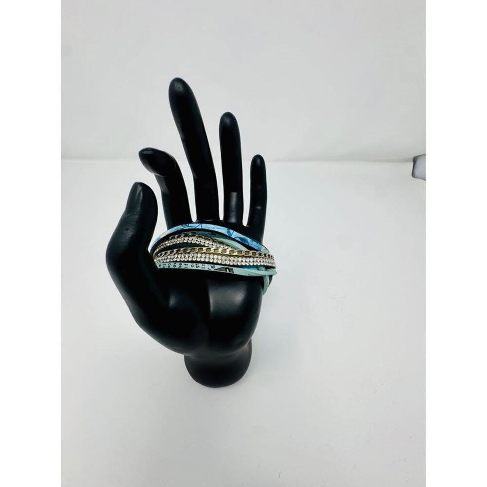 Other Blue Leather bracelet with rhinestones Size ONE SIZE - 5 Thumbnail