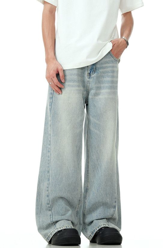 Japanese Brand American style blue straight washed vintage loose jeans Size US 32 / EU 48 - 2 Thumbnail