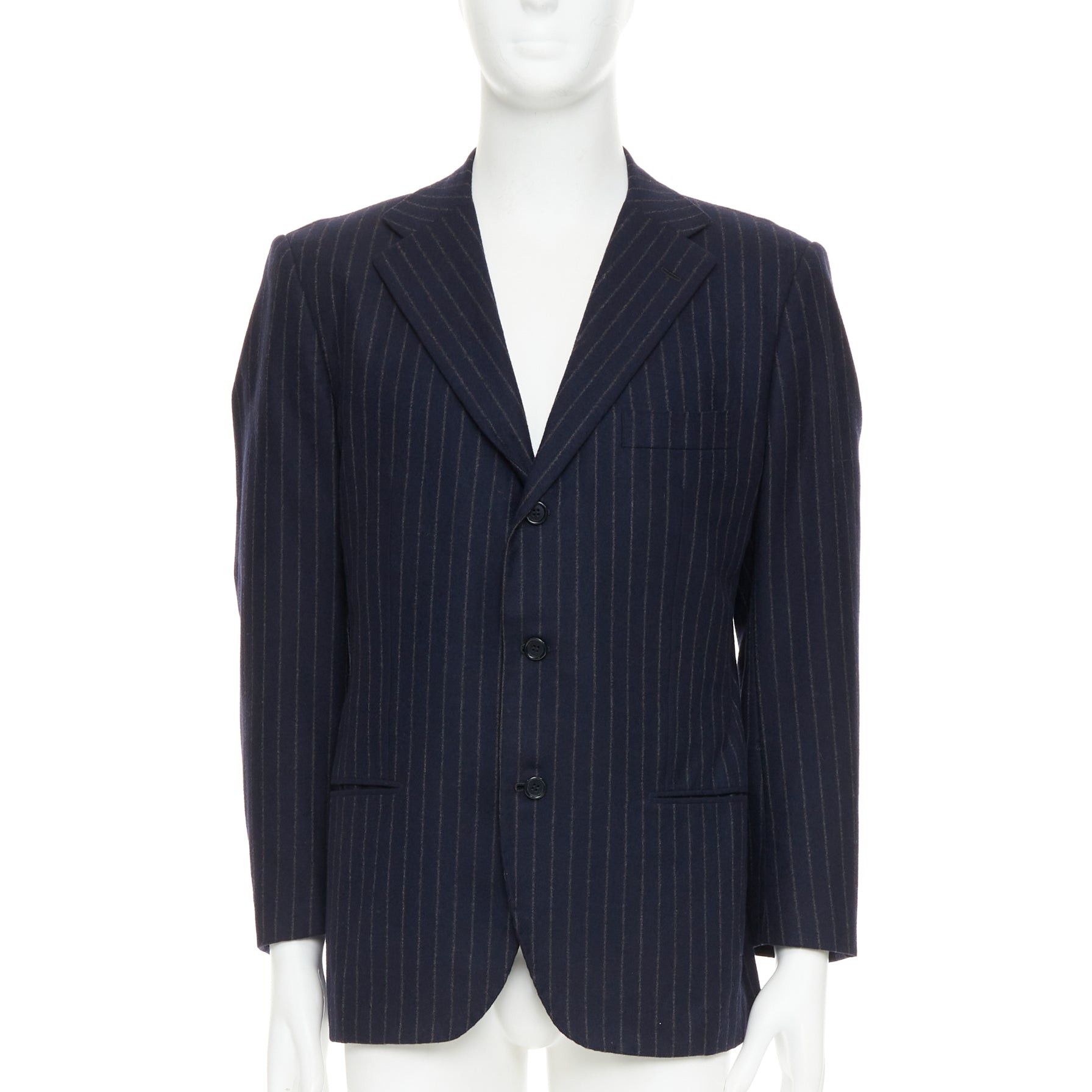 Kiton KITON 100% cashmere navy pinstriped double vents blazer jacket IT52 XL Size 52R - 1 Thumbnail