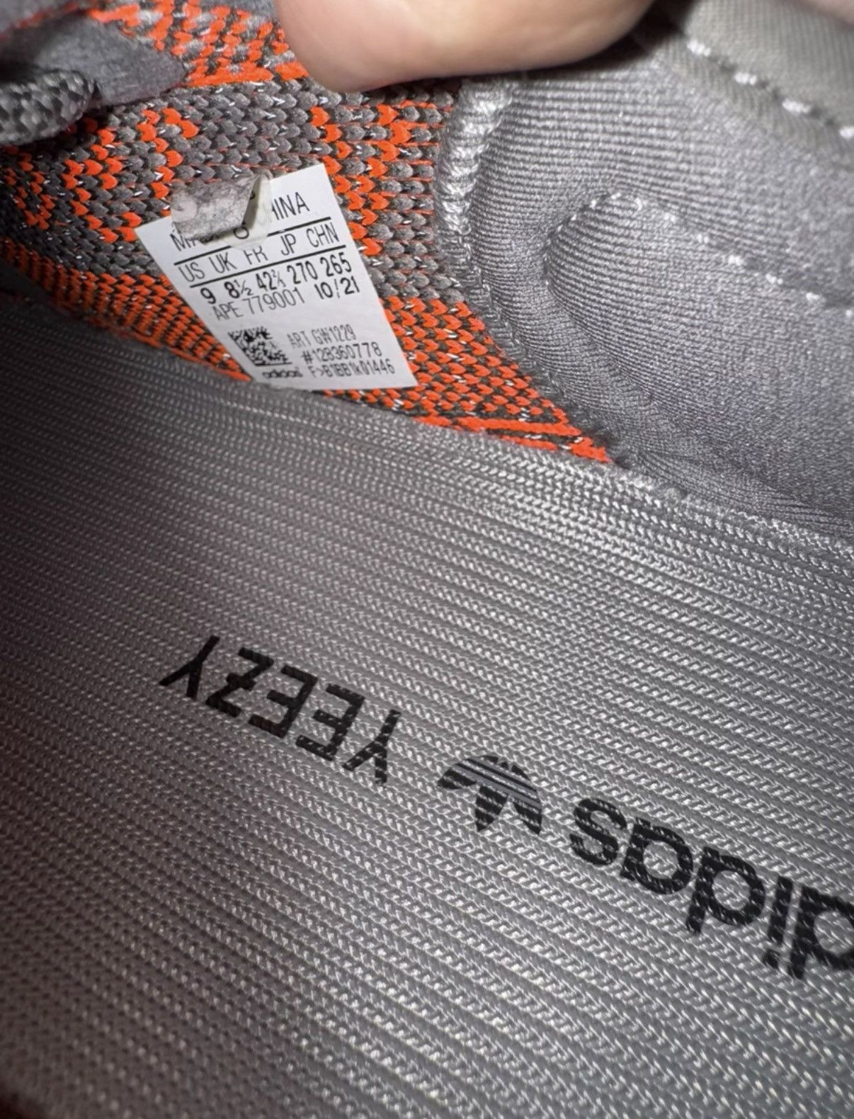 Adidas Adidas Yeezy 350 V2 Grey Orange Reflective GW1229 K37 Size US 8.5 / EU 41-42 - 2 Thumbnail