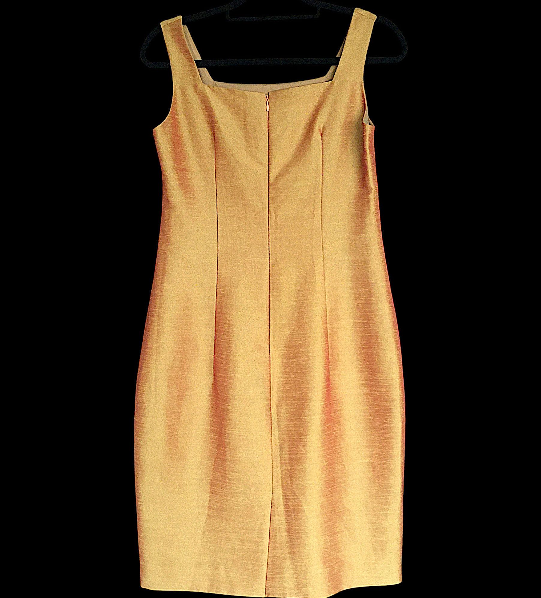 Vintage Vintage Silk Shantung Dress – Retro 1960s Design, Sheath Fit Size M / US 6-8 / IT 42-44 - 4 Thumbnail