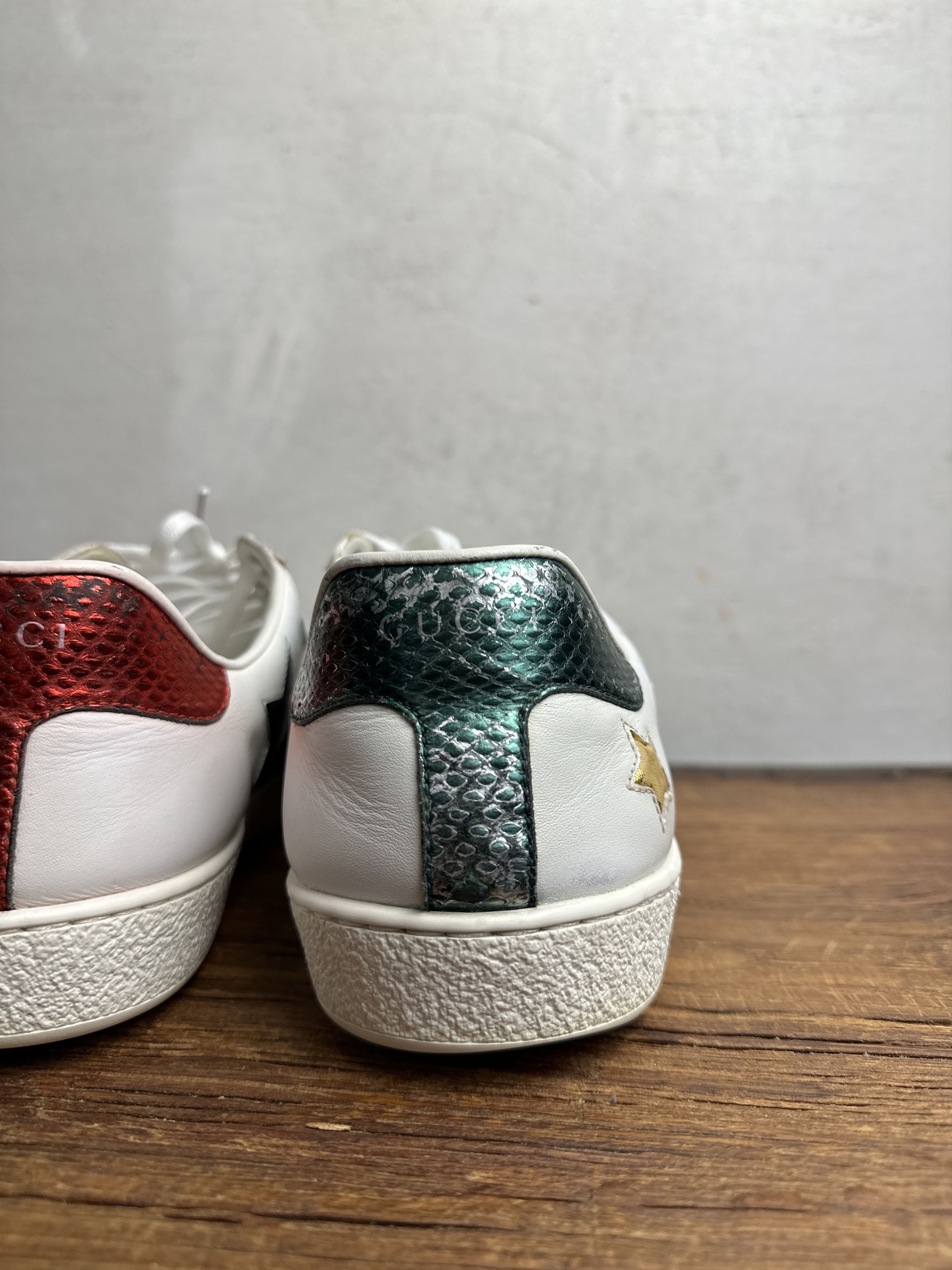 Gucci Gucci Gucci White Leather Ace Metallic Stars Low Top Size US 10 / EU 43 - 5 Thumbnail