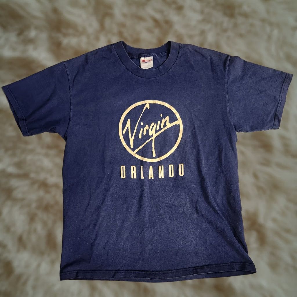 Hanes Vintage Virgin Records Orlando T Shirt Tee Mens Large Blue Music Rare 90s Size US L / EU 52-54 / 3 - 1 Thumbnail