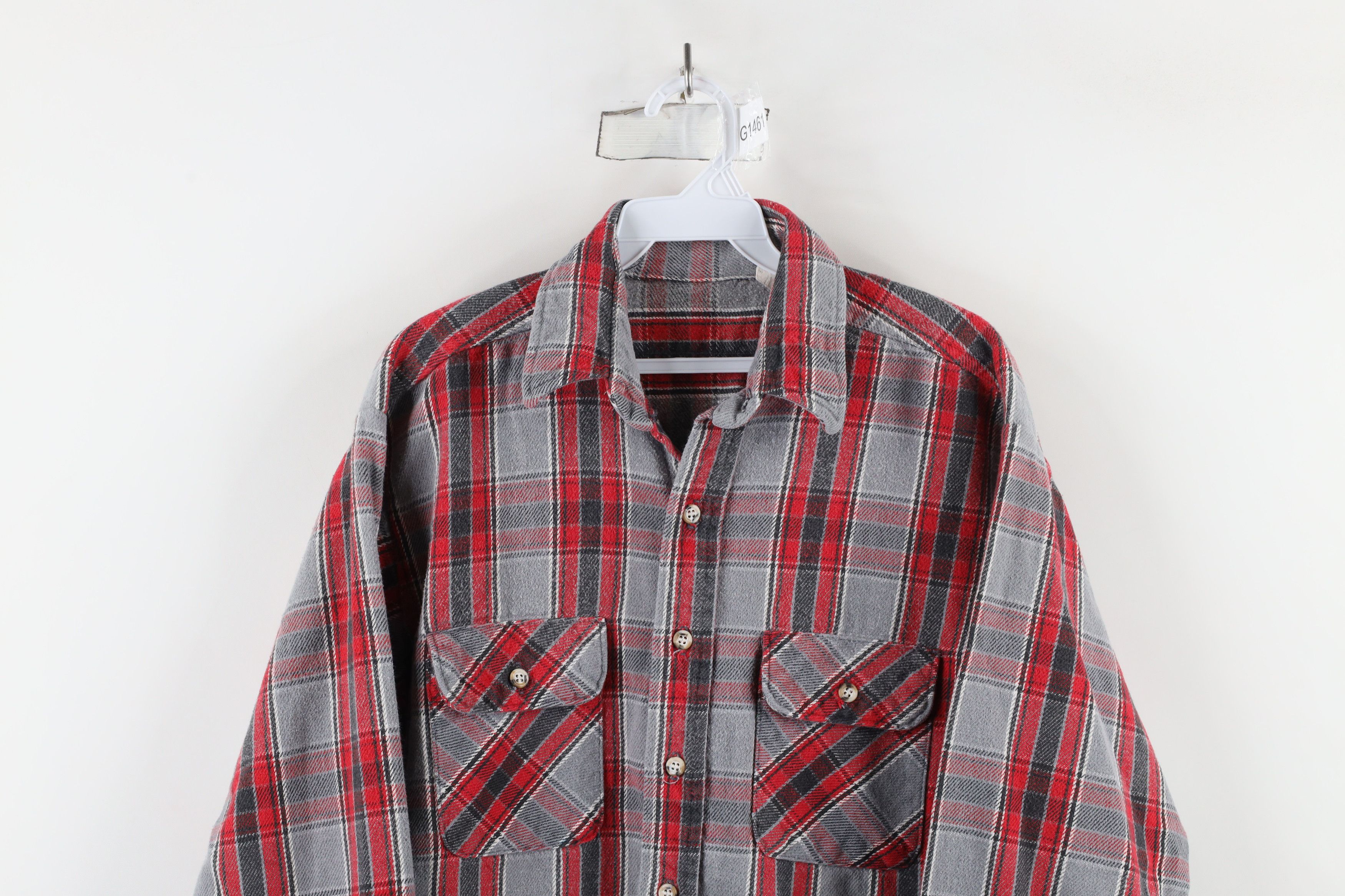 Vintage Vintage 90s Streetwear Heavyweight Button Shirt Plaid Size US L / EU 52-54 / 3 - 2 Thumbnail
