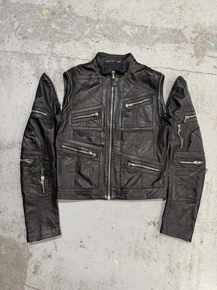 Dolce & Gabbana SS2002 Dolce & Gabbana Black Multi Zips Biker Leather Jacket with Detachable Sleeves Size US M / EU 48-50 / 2 - 10 Thumbnail