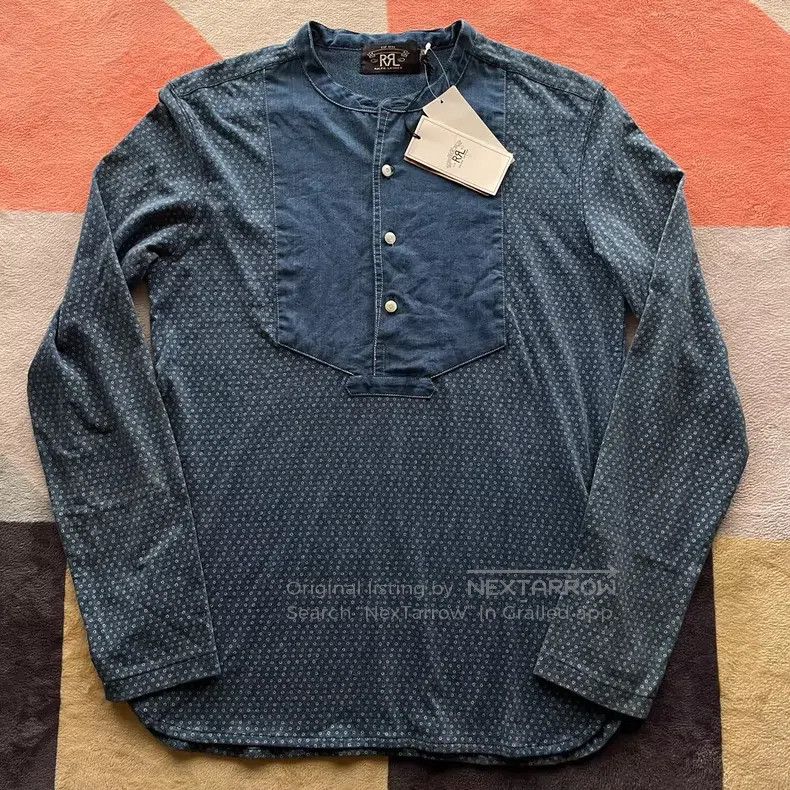 RRL Ralph Lauren RRL Ralph Lauren Blue dyed polka dot Henry collar Size US S / EU 44-46 / 1 - 1 Thumbnail