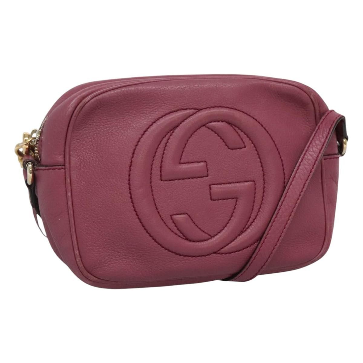 Gucci Soho Shoulder Bag Leather Purple Gold, Women's