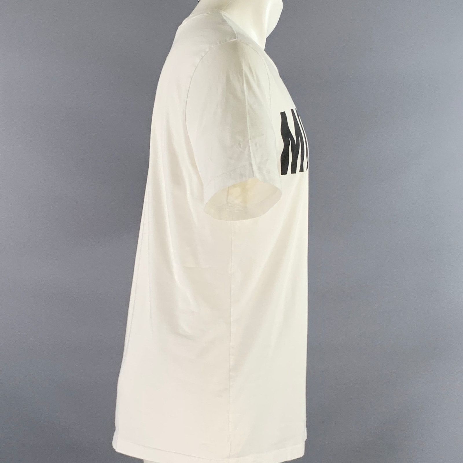 Moschino MOSCHINO Size M White Black Logo Cotton Lightweight T-shirt Size US M / EU 48-50 / 2 - 3 Thumbnail