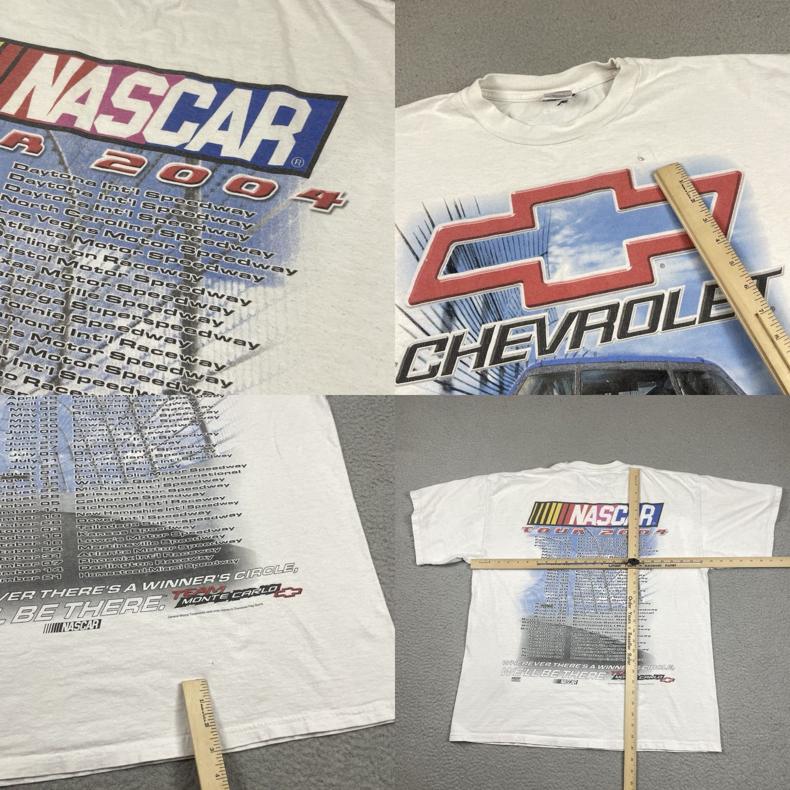 NASCAR VINTAGE NASCAR T Shirt Adult 2XL White Chevrolet Racing 2004 Monte Carlo Tour Size US XXL / EU 58 / 5 - 8 Thumbnail