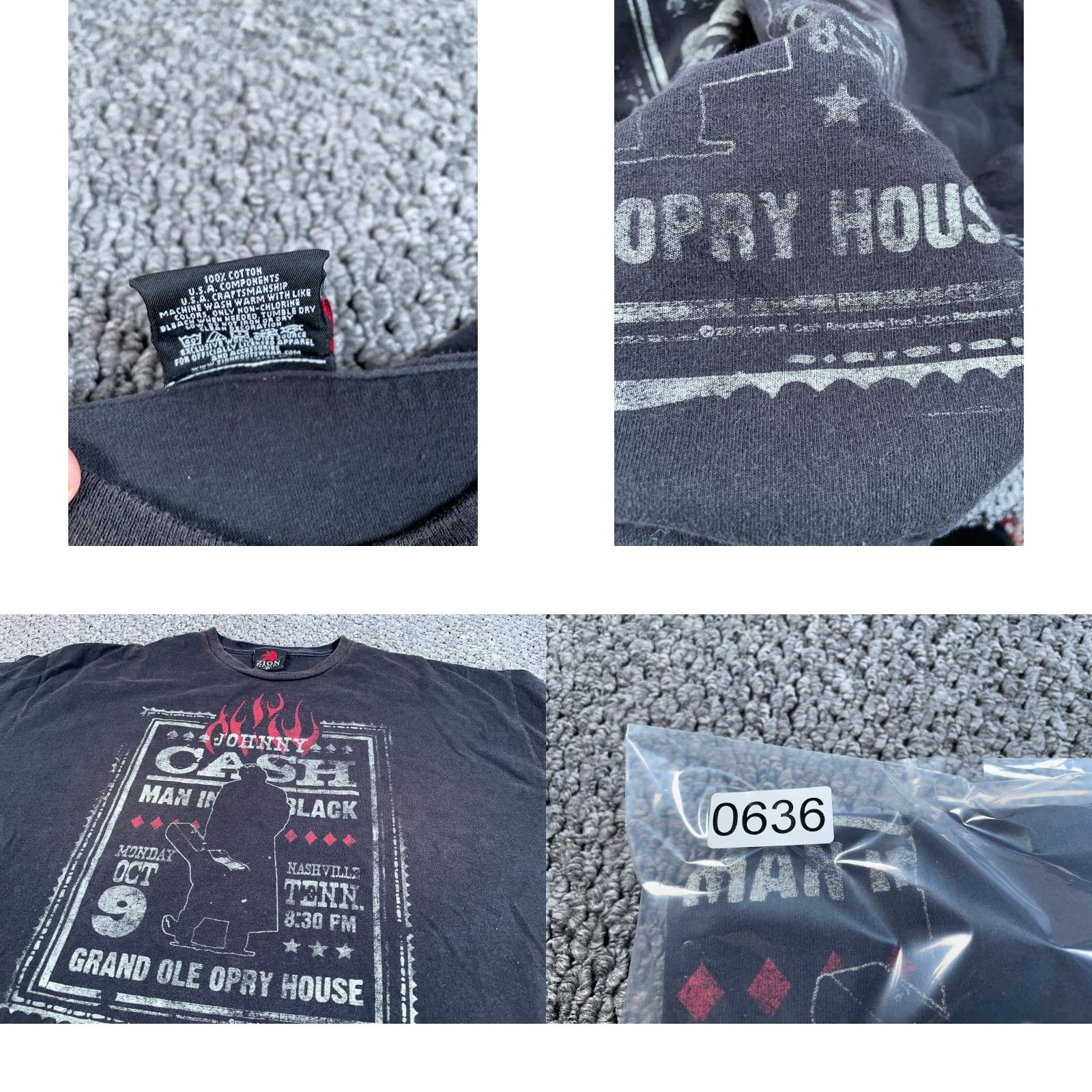 Vintage Zion Johnny Cash T-Shirt 2XL Adult Black Grand Ole Opry House 2007 Print Size US XXL / EU 58 / 5 - 8 Thumbnail