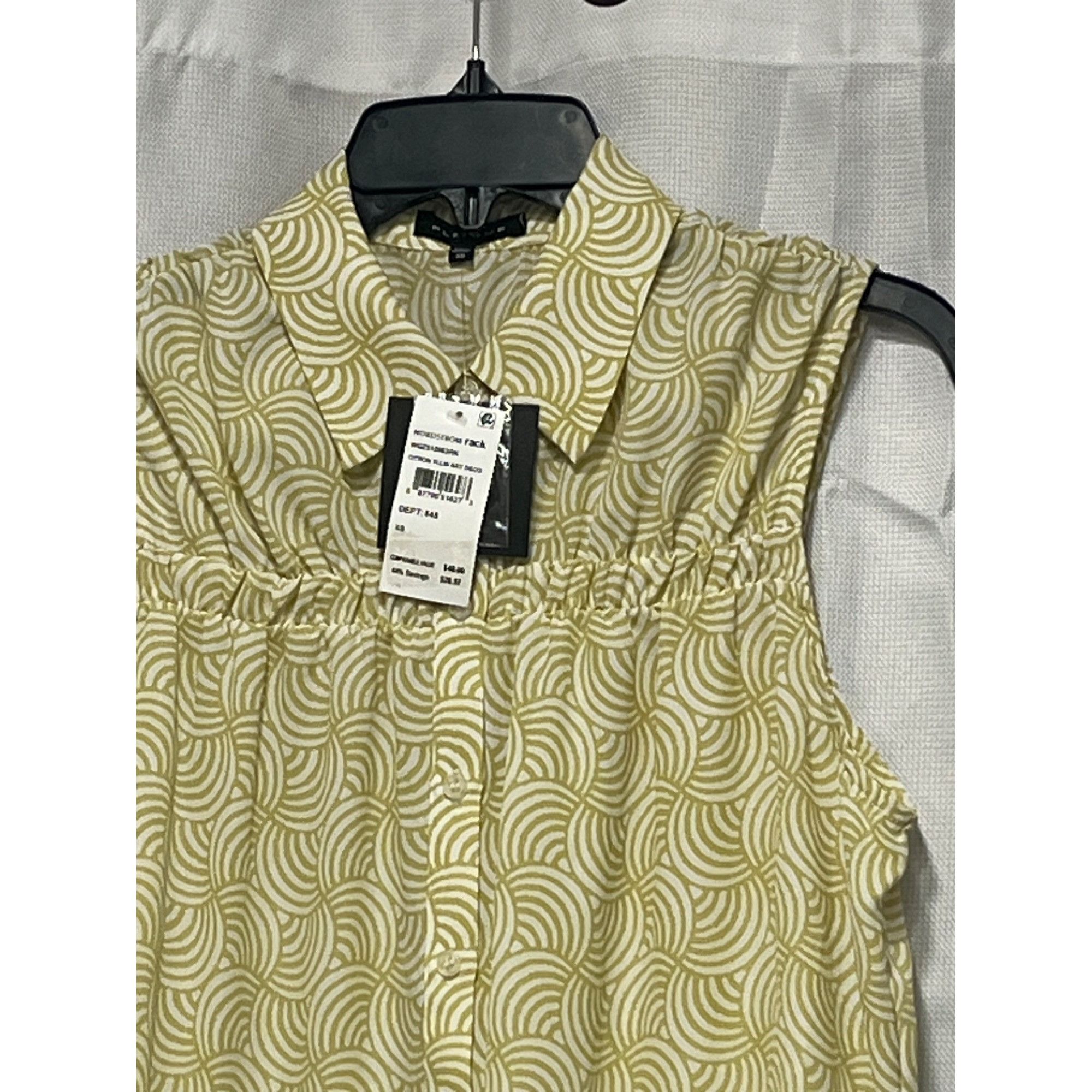 Other Pleione Ruched Sleeveless Button Up Shirt, Citron Yellow A Size XS / US 0-2 / IT 36-38 - 9 Thumbnail