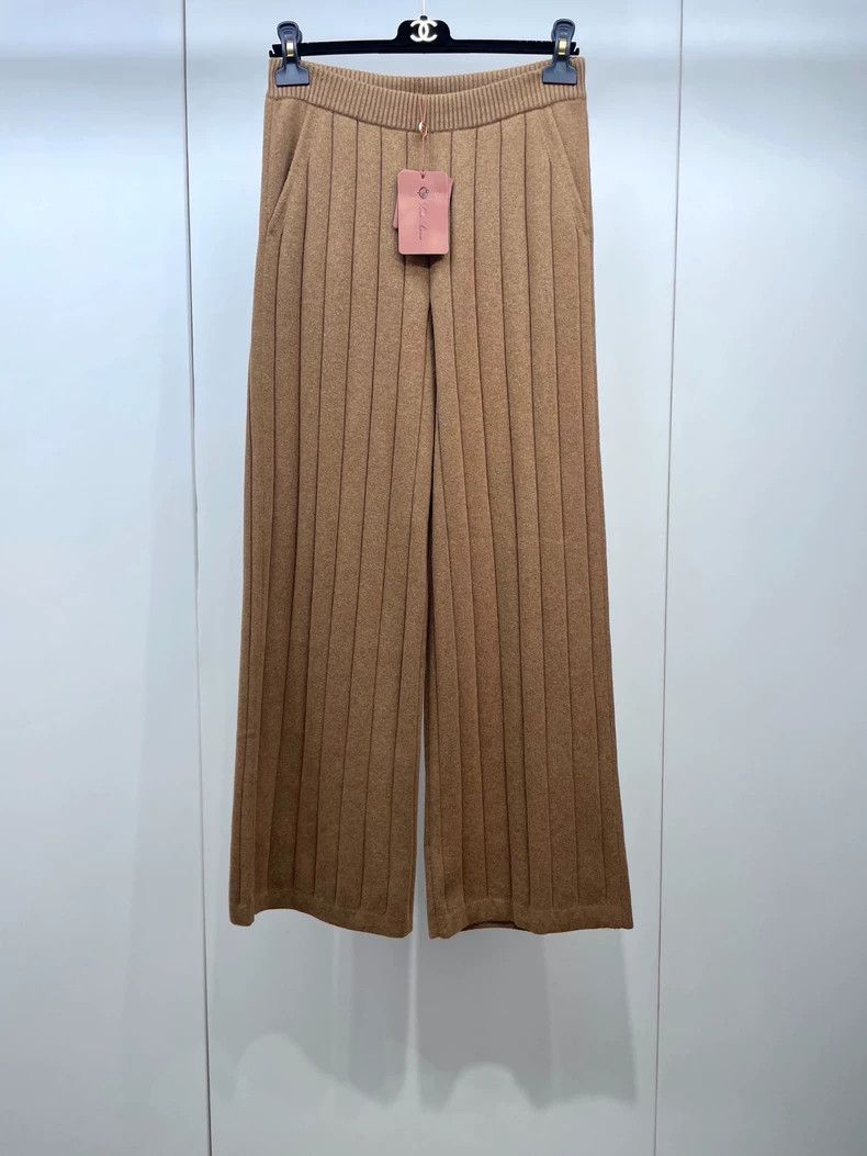 Loro Piana LORO PIANA Camel colored knit cashmere wide leg pants Size 27" / US 4 / IT 40 - 1 Thumbnail
