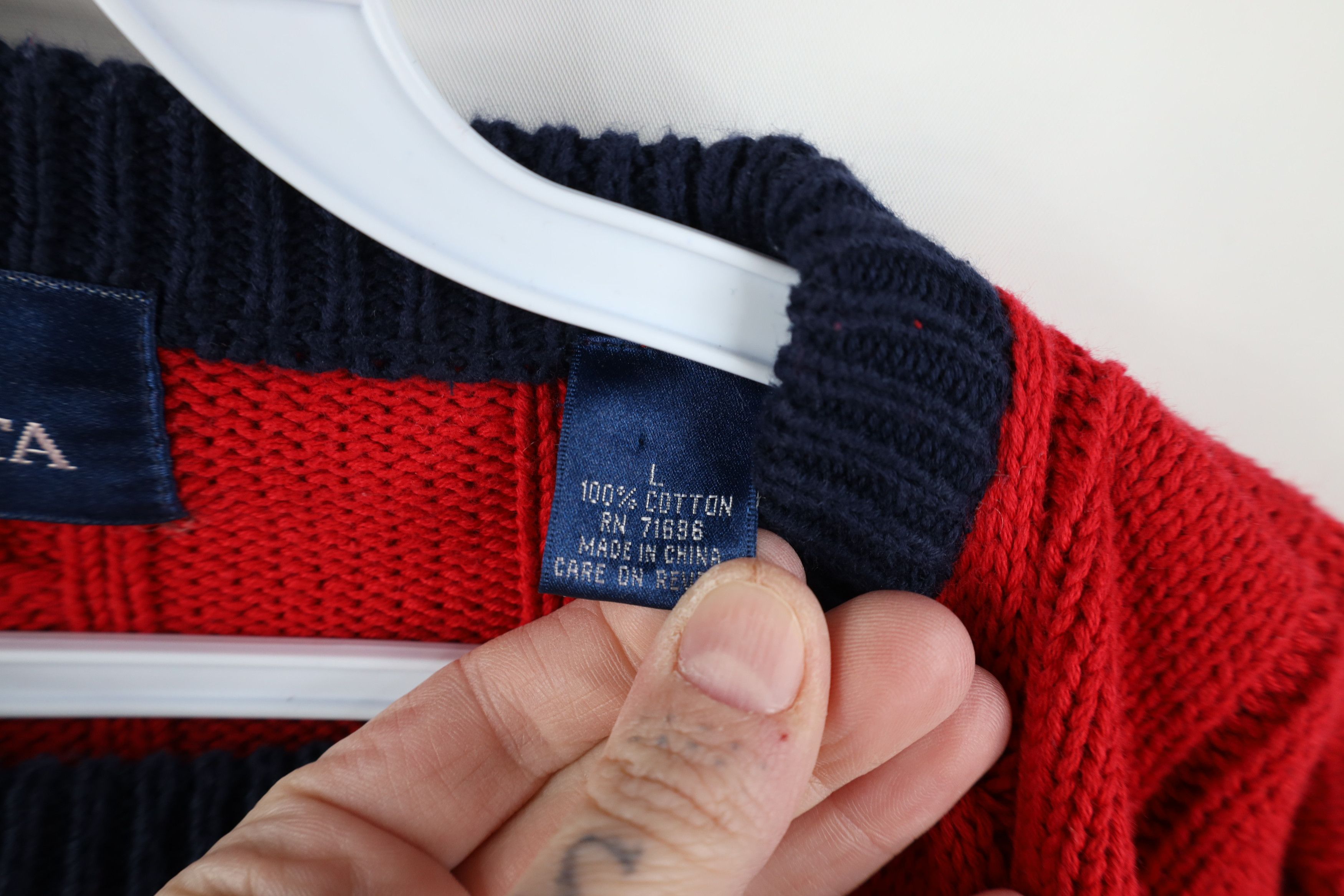 Vintage Vintage 90s Streetwear Chunky Ribbed Cable Knit Sweater Red Size US L / EU 52-54 / 3 - 5 Thumbnail