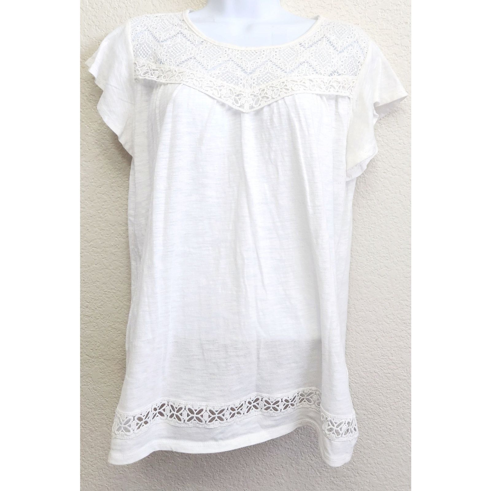 Other Hannah White Crochet Lace Bodice Cap Flutter Sleeves Medium Size M / US 6-8 / IT 42-44 - 1 Thumbnail