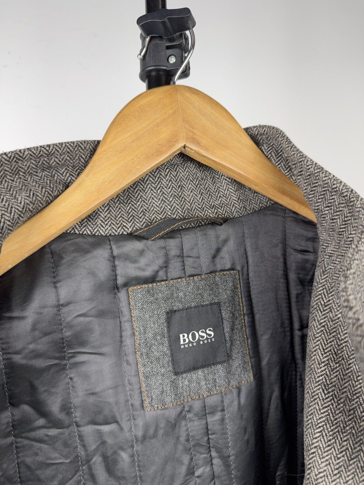 Hugo Boss Luxury 00s Hugo Boss Herringbone Field Jacket Grey Wool Size US L / EU 52-54 / 3 - 15 Thumbnail