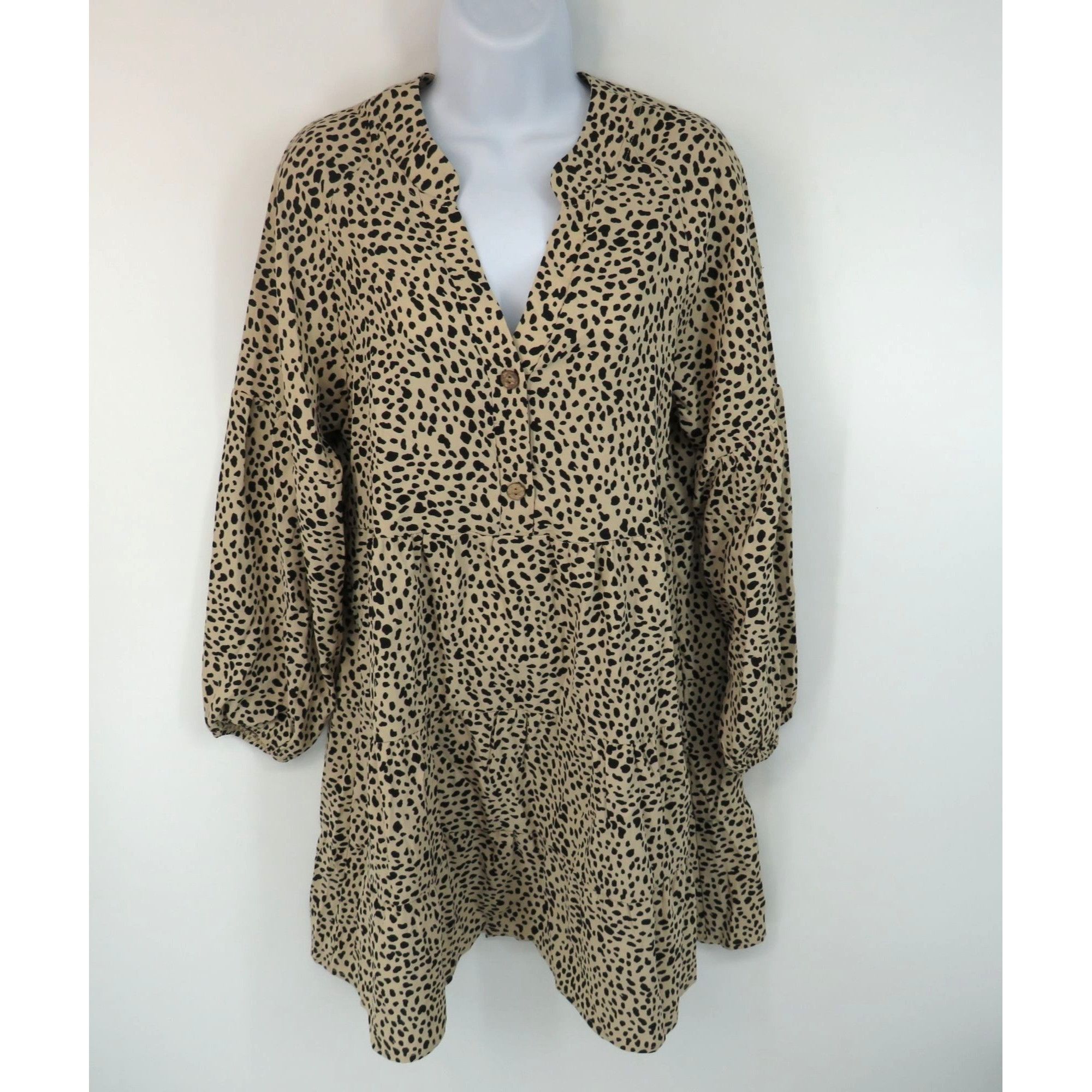 Other Women's Leopard Print Long Sleeve Tunic Dress Buttons Small Size S / US 4 / IT 40 - 1 Thumbnail