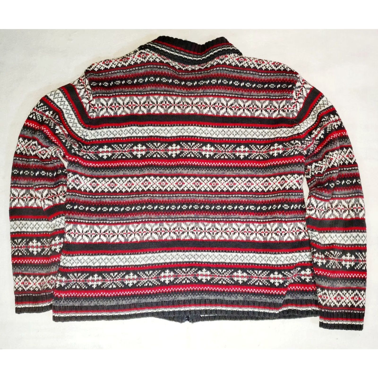 Vintage VINTAGE Tiara International Red/Black Striped Zip Cardigan Sweater Womens Large Size L / US 10 / IT 46 - 4 Thumbnail