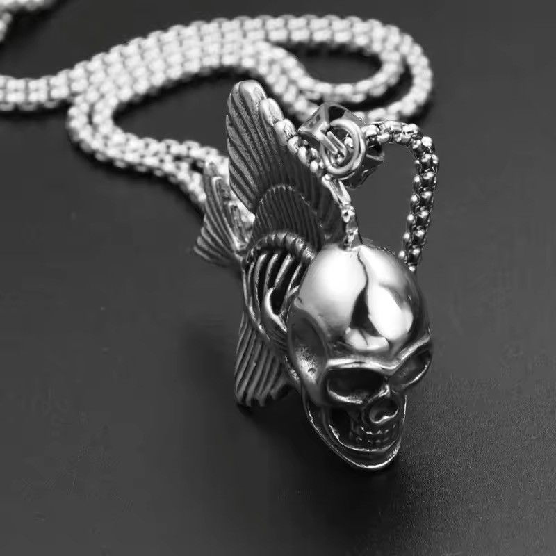 Jewelry Charm Skeleton Fish Pendant Necklace Size ONE SIZE - 2 Thumbnail