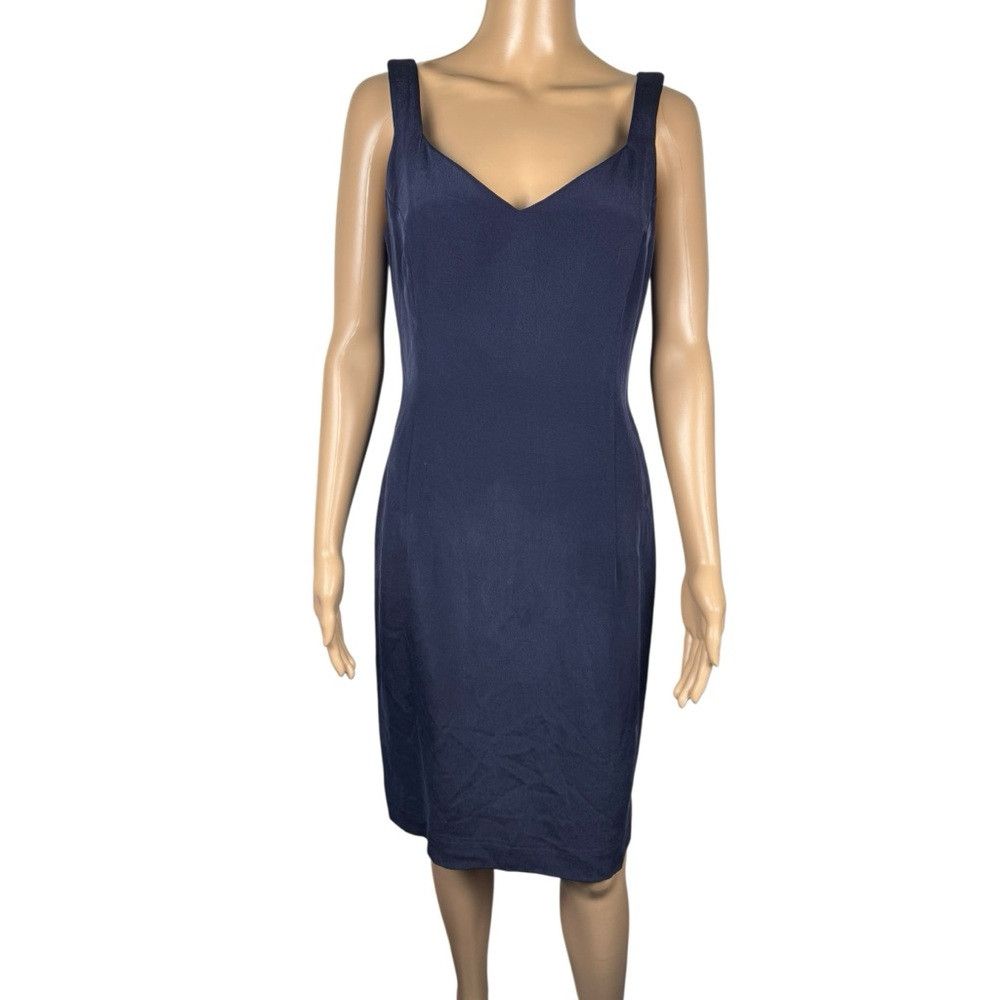 Other Dana Buchman 100% Silk Sleeveless Blue Sheath Dress Size 6 Size M / US 6-8 / IT 42-44 - 2 Thumbnail