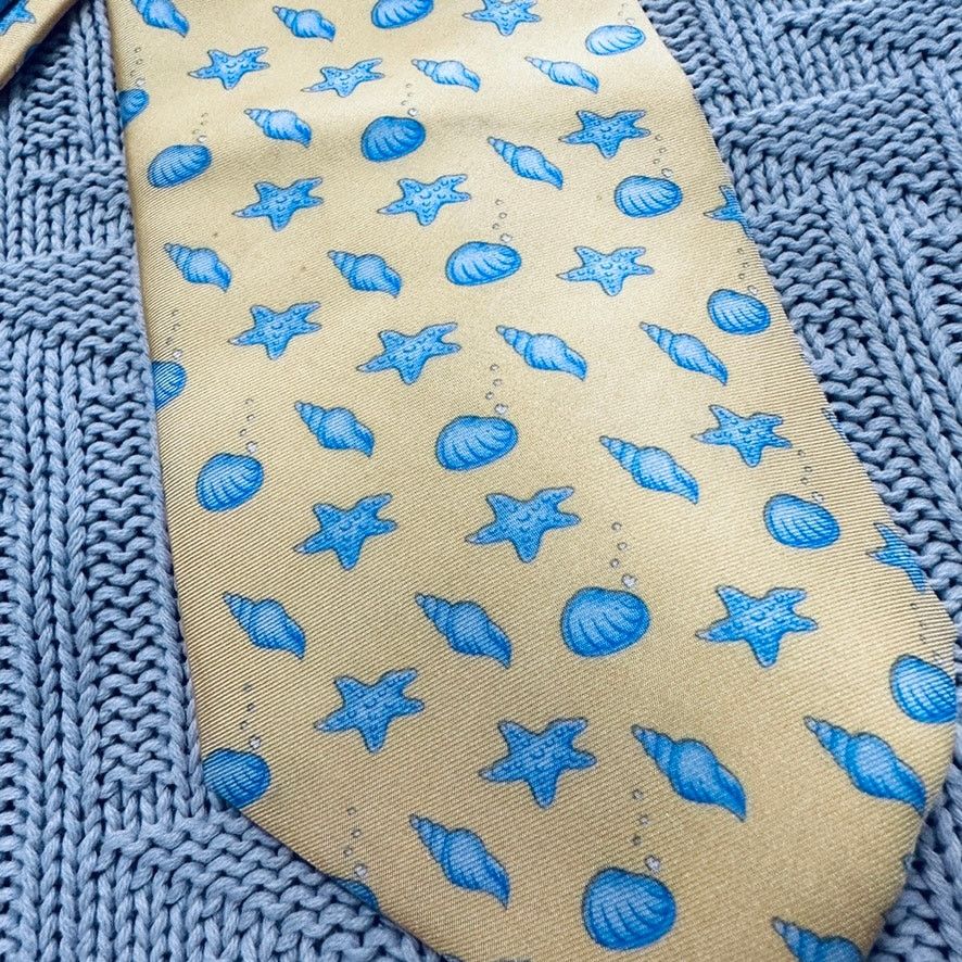 Vintage Eric Holch yellow shell print silk tie Size ONE SIZE - 2 Thumbnail