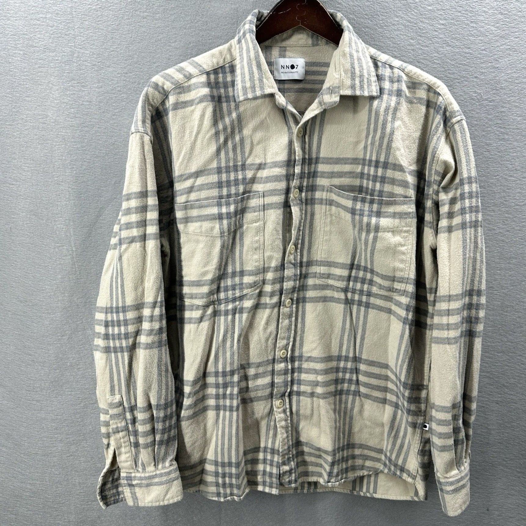 NN07 NN07 Beige Button-Up Shirt Mens Medium Long Sleeve Flannel Plaid Casual Workwear Size US M / EU 48-50 / 2 - 2 Thumbnail
