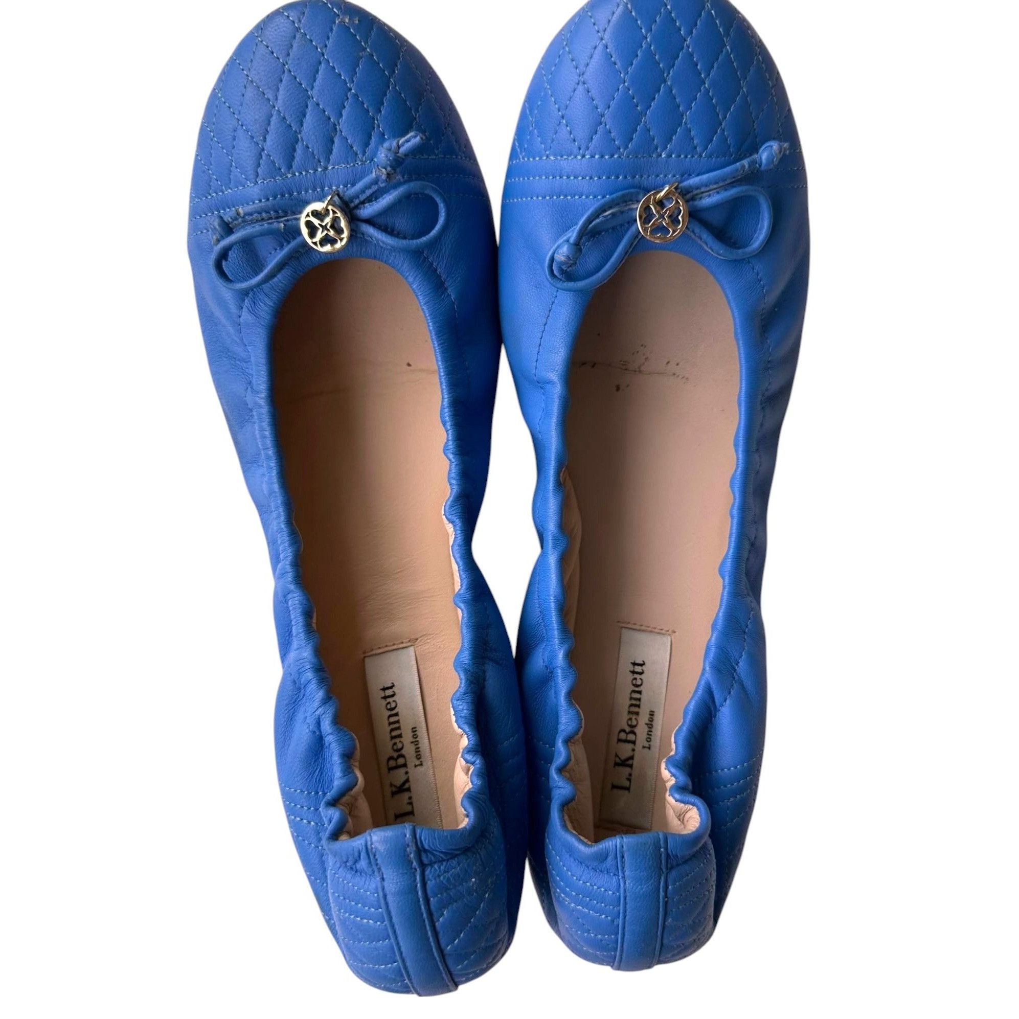Other L K Bennett London Royal Blue Nappa Leather Sissy Ballet Fla Size US 8.5 / IT 38.5 - 5 Thumbnail