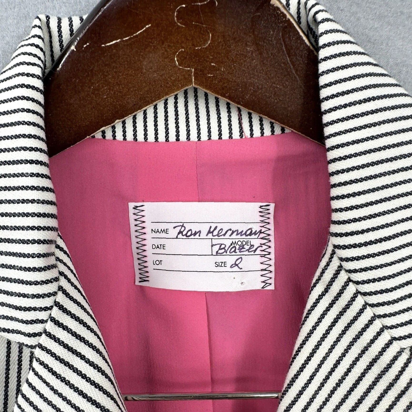 Vintage Ron Herman Blazer Womens Striped 3/4 Sleeve Wool Button Ivory Knit Classic Blazer 4 Size S / US 4 / IT 40 - 7 Thumbnail