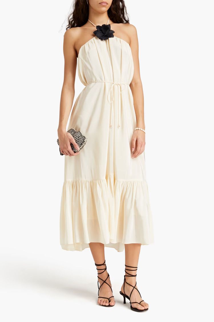 baby pink halter dress Alicia Satin Halter Maxi Dress main image 1