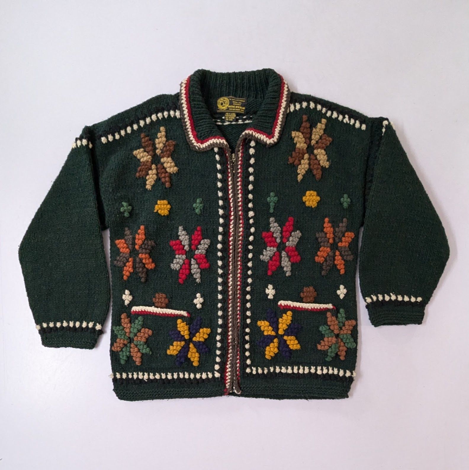 Vintage Heavy 100% wool Otavalo native american hand knitted Size US XL / EU 56 / 4 - 1 Thumbnail