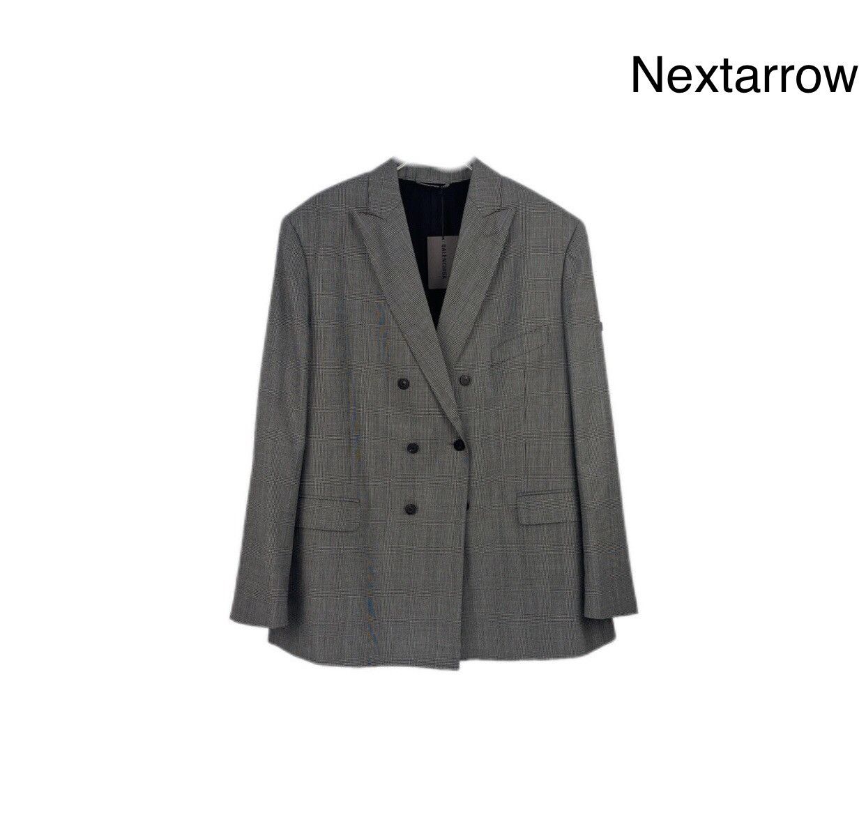 Balenciaga Balenciaga grey checkered classic logo wool thin suit jacket Size 44S - 1 Thumbnail